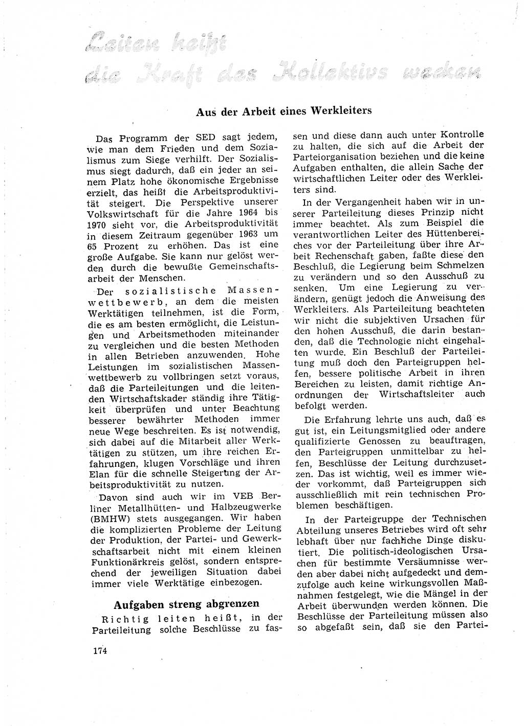 Neuer Weg (NW), Organ des Zentralkomitees (ZK) der SED (Sozialistische Einheitspartei Deutschlands) für Fragen des Parteilebens, 18. Jahrgang [Deutsche Demokratische Republik (DDR)] 1963, Seite 174 (NW ZK SED DDR 1963, S. 174)