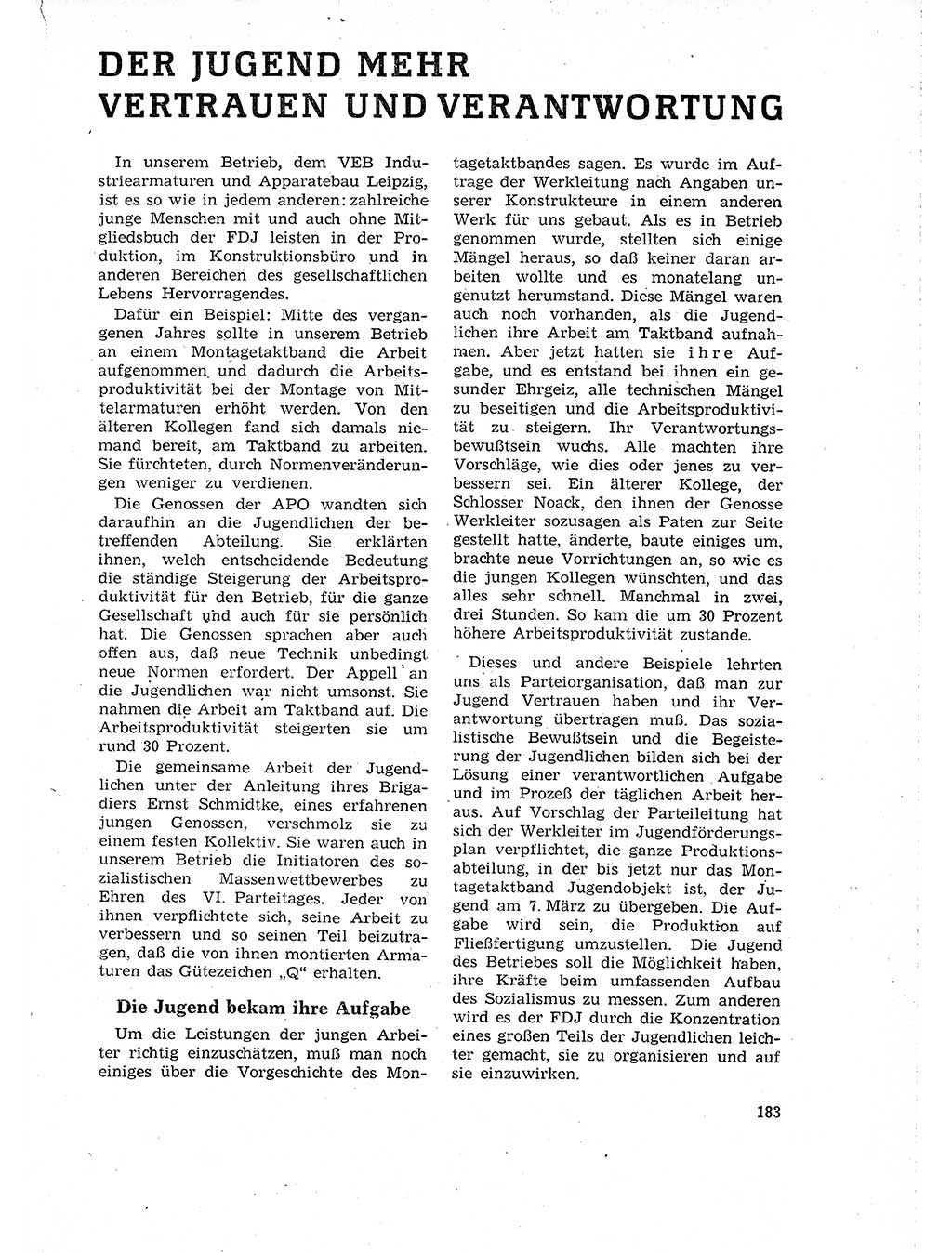 Neuer Weg (NW), Organ des Zentralkomitees (ZK) der SED (Sozialistische Einheitspartei Deutschlands) für Fragen des Parteilebens, 18. Jahrgang [Deutsche Demokratische Republik (DDR)] 1963, Seite 183 (NW ZK SED DDR 1963, S. 183)