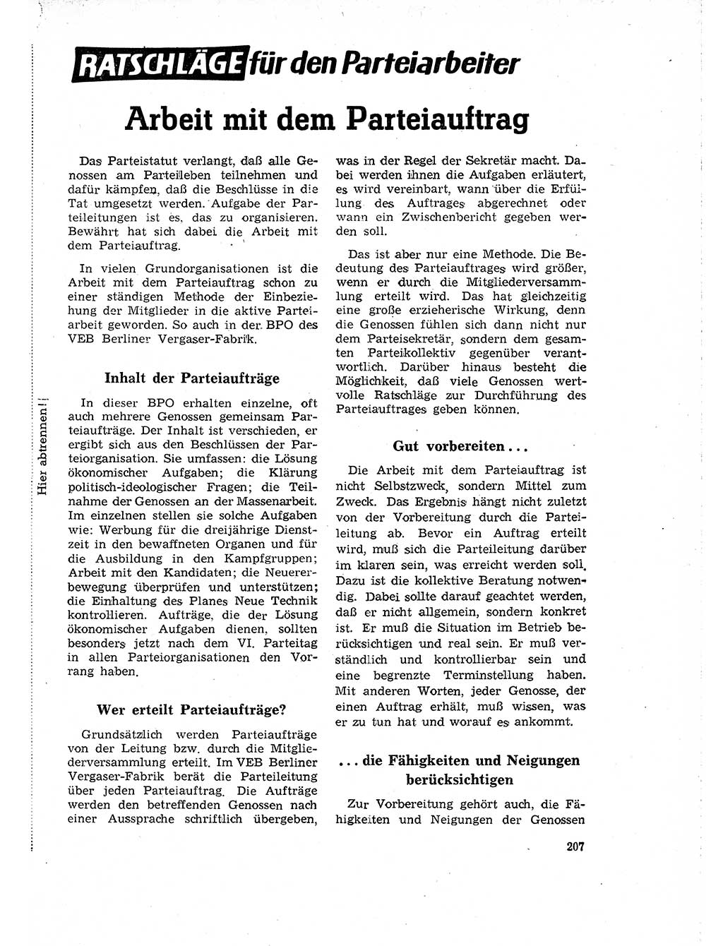 Neuer Weg (NW), Organ des Zentralkomitees (ZK) der SED (Sozialistische Einheitspartei Deutschlands) für Fragen des Parteilebens, 18. Jahrgang [Deutsche Demokratische Republik (DDR)] 1963, Seite 207 (NW ZK SED DDR 1963, S. 207)