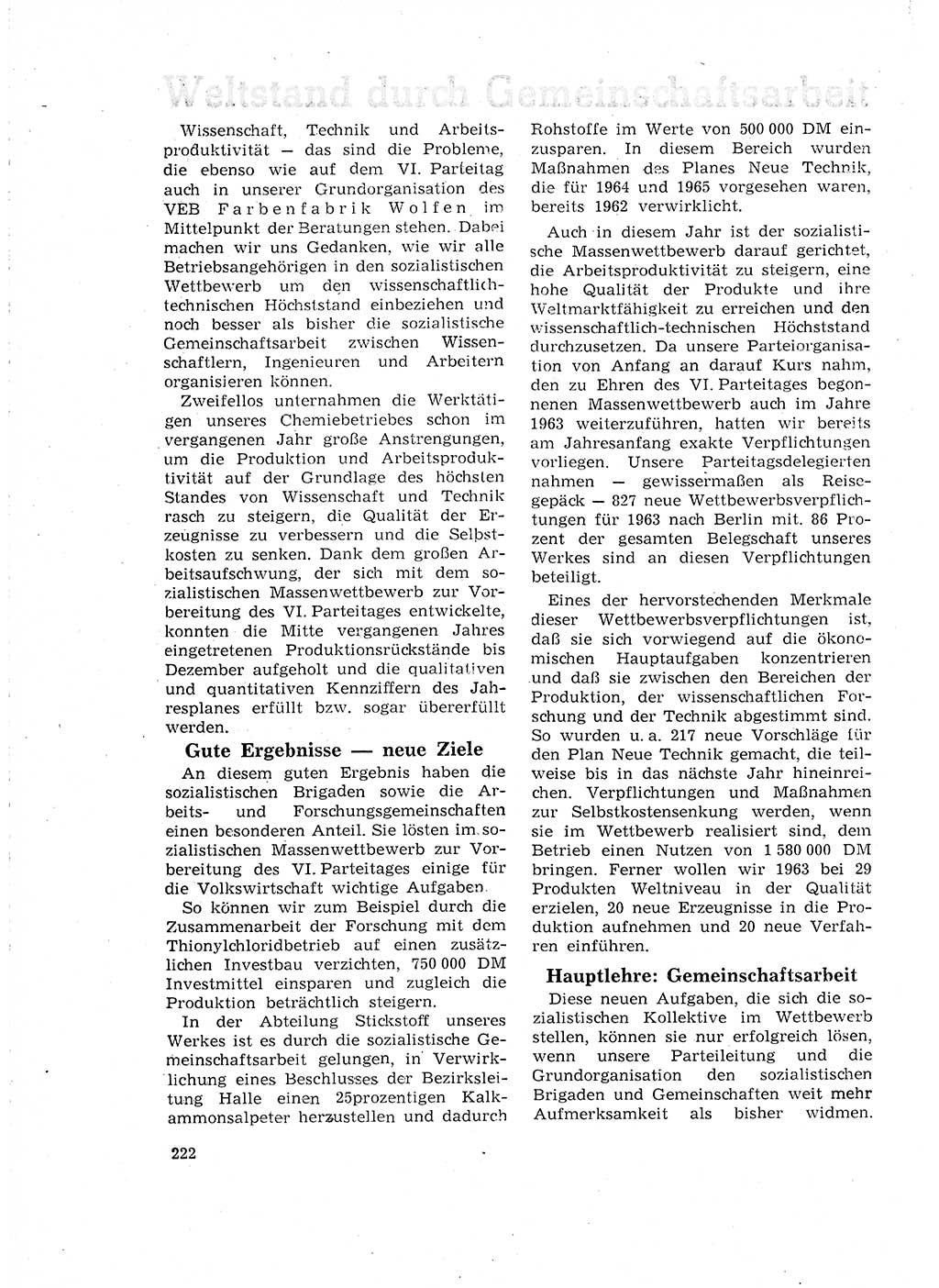 Neuer Weg (NW), Organ des Zentralkomitees (ZK) der SED (Sozialistische Einheitspartei Deutschlands) für Fragen des Parteilebens, 18. Jahrgang [Deutsche Demokratische Republik (DDR)] 1963, Seite 222 (NW ZK SED DDR 1963, S. 222)