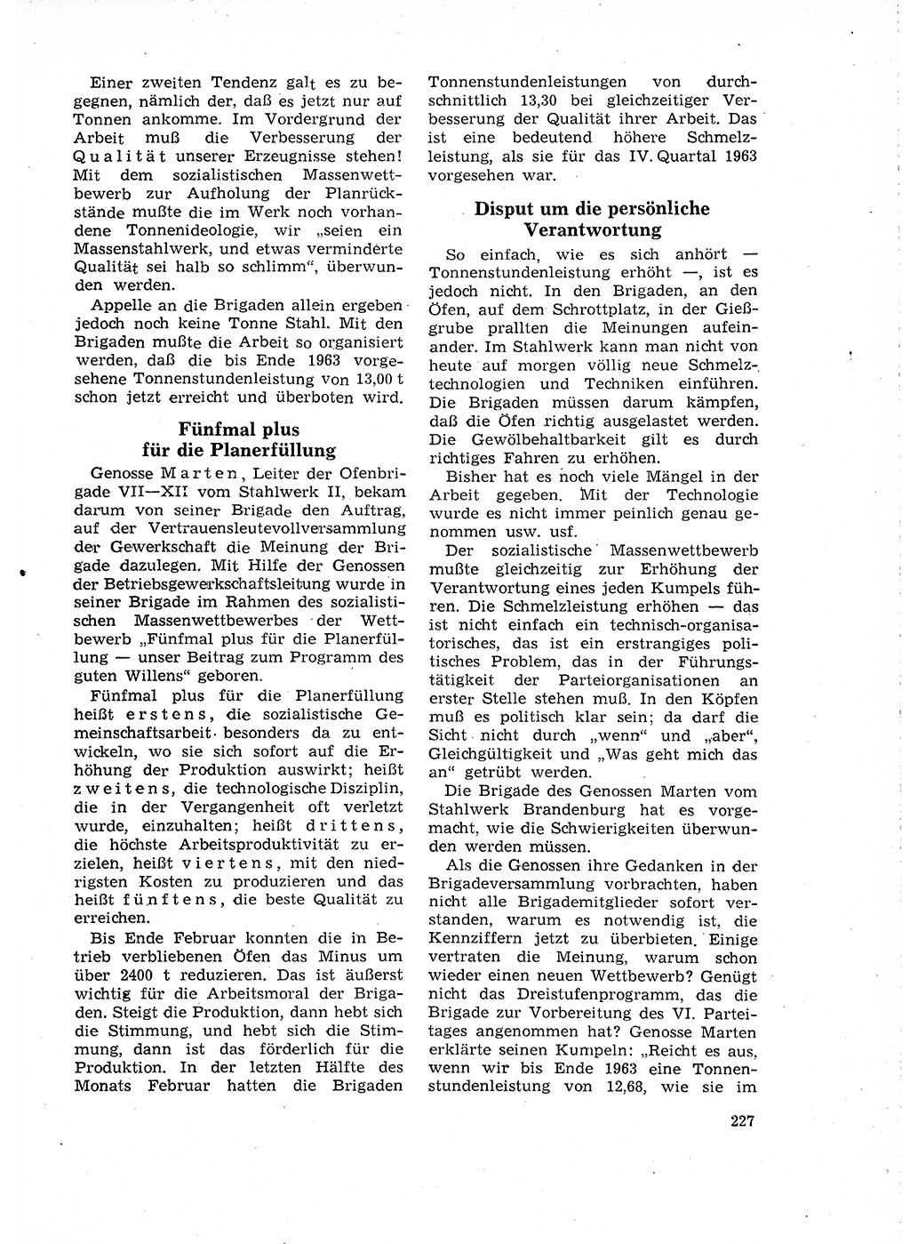 Neuer Weg (NW), Organ des Zentralkomitees (ZK) der SED (Sozialistische Einheitspartei Deutschlands) für Fragen des Parteilebens, 18. Jahrgang [Deutsche Demokratische Republik (DDR)] 1963, Seite 227 (NW ZK SED DDR 1963, S. 227)