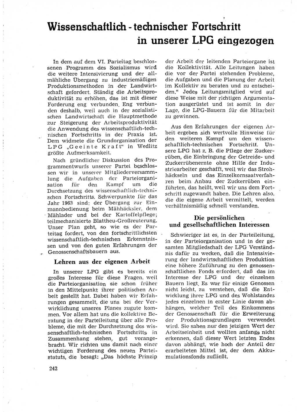 Neuer Weg (NW), Organ des Zentralkomitees (ZK) der SED (Sozialistische Einheitspartei Deutschlands) für Fragen des Parteilebens, 18. Jahrgang [Deutsche Demokratische Republik (DDR)] 1963, Seite 242 (NW ZK SED DDR 1963, S. 242)