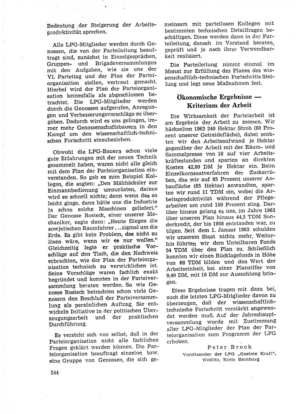 Neuer Weg (NW), Organ des Zentralkomitees (ZK) der SED (Sozialistische Einheitspartei Deutschlands) für Fragen des Parteilebens, 18. Jahrgang [Deutsche Demokratische Republik (DDR)] 1963, Seite 244 (NW ZK SED DDR 1963, S. 244)