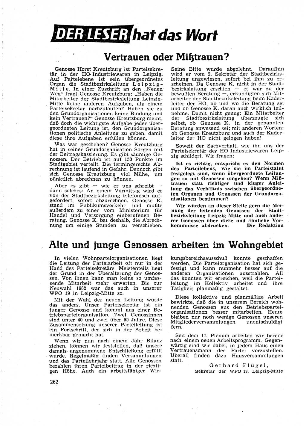 Neuer Weg (NW), Organ des Zentralkomitees (ZK) der SED (Sozialistische Einheitspartei Deutschlands) für Fragen des Parteilebens, 18. Jahrgang [Deutsche Demokratische Republik (DDR)] 1963, Seite 262 (NW ZK SED DDR 1963, S. 262)