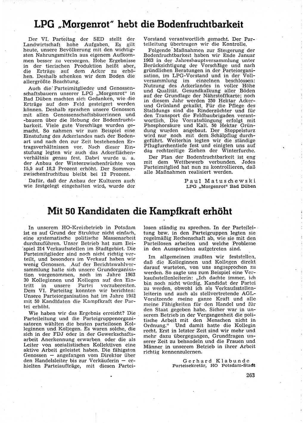 Neuer Weg (NW), Organ des Zentralkomitees (ZK) der SED (Sozialistische Einheitspartei Deutschlands) für Fragen des Parteilebens, 18. Jahrgang [Deutsche Demokratische Republik (DDR)] 1963, Seite 263 (NW ZK SED DDR 1963, S. 263)