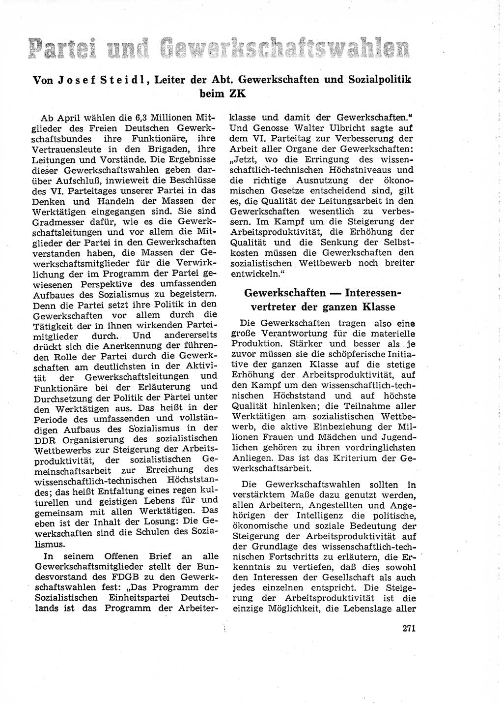 Neuer Weg (NW), Organ des Zentralkomitees (ZK) der SED (Sozialistische Einheitspartei Deutschlands) für Fragen des Parteilebens, 18. Jahrgang [Deutsche Demokratische Republik (DDR)] 1963, Seite 271 (NW ZK SED DDR 1963, S. 271)