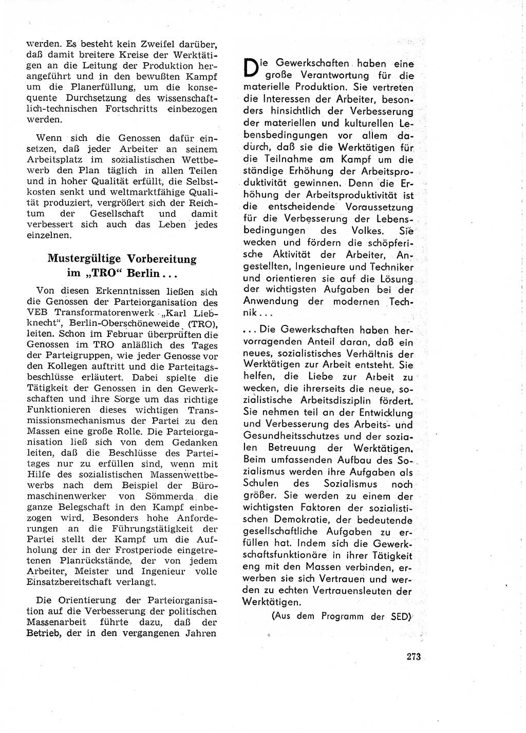 Neuer Weg (NW), Organ des Zentralkomitees (ZK) der SED (Sozialistische Einheitspartei Deutschlands) für Fragen des Parteilebens, 18. Jahrgang [Deutsche Demokratische Republik (DDR)] 1963, Seite 273 (NW ZK SED DDR 1963, S. 273)