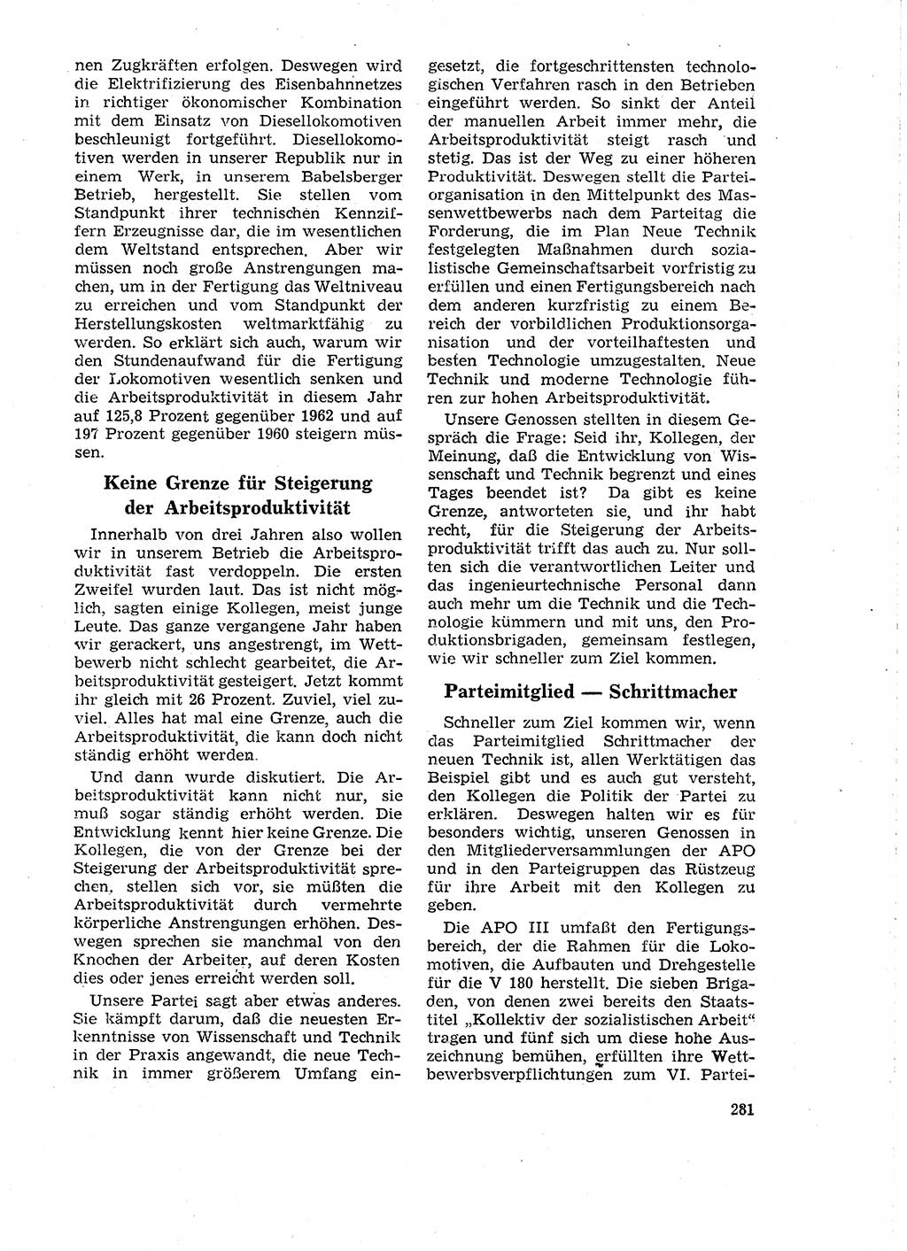 Neuer Weg (NW), Organ des Zentralkomitees (ZK) der SED (Sozialistische Einheitspartei Deutschlands) für Fragen des Parteilebens, 18. Jahrgang [Deutsche Demokratische Republik (DDR)] 1963, Seite 281 (NW ZK SED DDR 1963, S. 281)