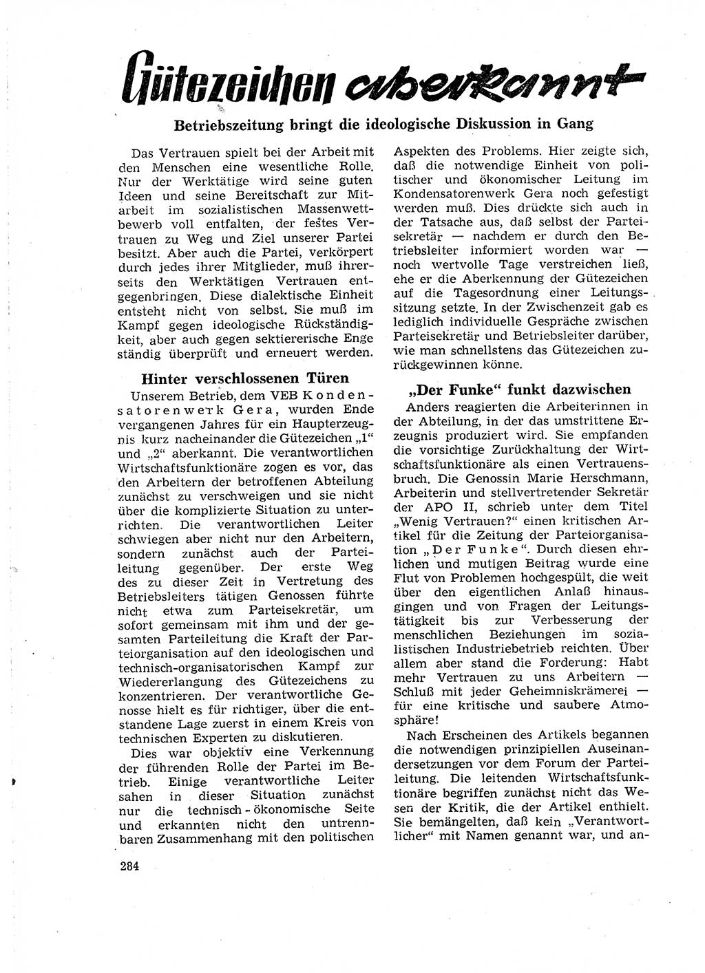 Neuer Weg (NW), Organ des Zentralkomitees (ZK) der SED (Sozialistische Einheitspartei Deutschlands) fÃ¼r Fragen des Parteilebens, 18. Jahrgang [Deutsche Demokratische Republik (DDR)] 1963, Seite 284 (NW ZK SED DDR 1963, S. 284)