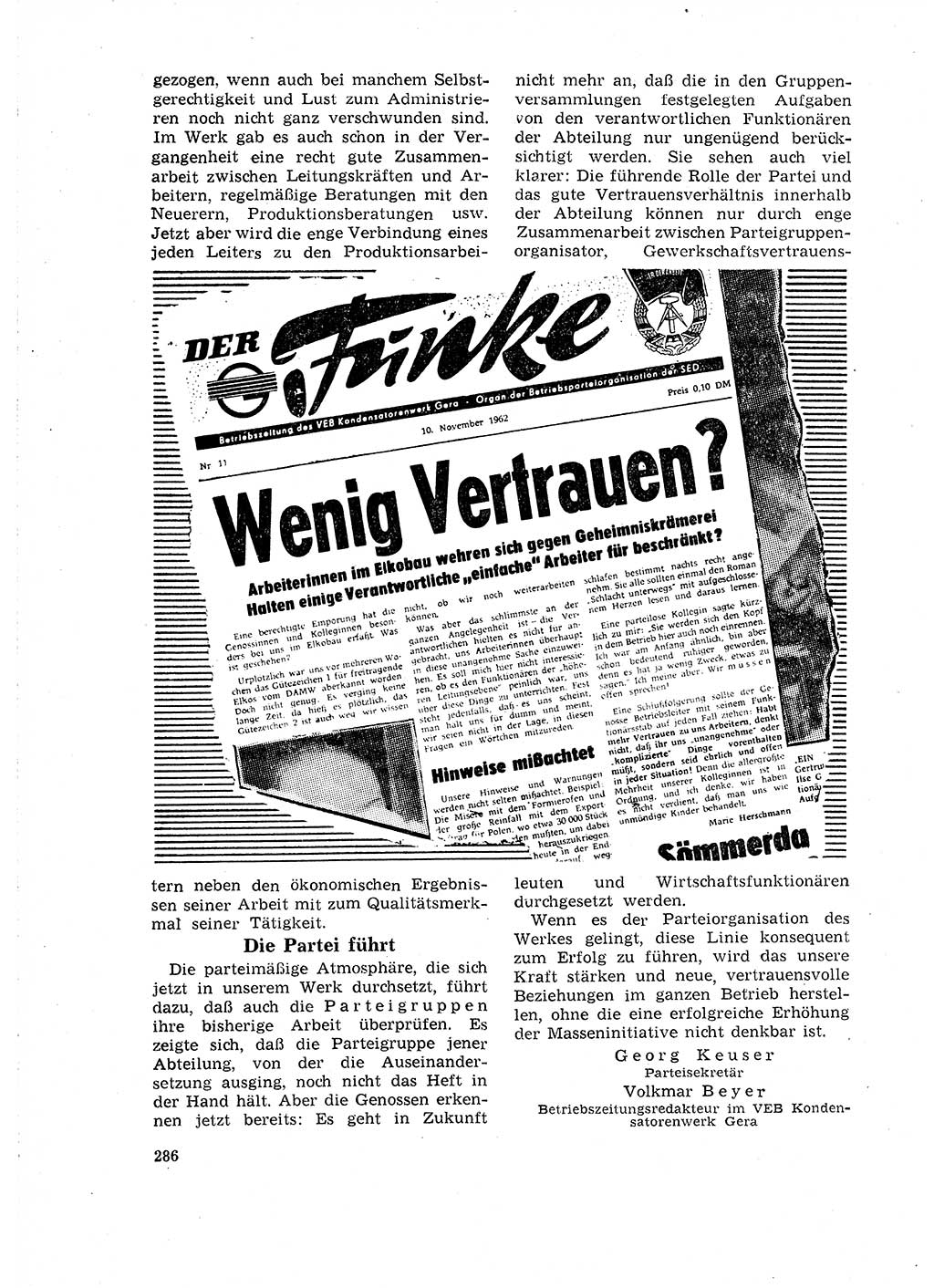 Neuer Weg (NW), Organ des Zentralkomitees (ZK) der SED (Sozialistische Einheitspartei Deutschlands) für Fragen des Parteilebens, 18. Jahrgang [Deutsche Demokratische Republik (DDR)] 1963, Seite 286 (NW ZK SED DDR 1963, S. 286)