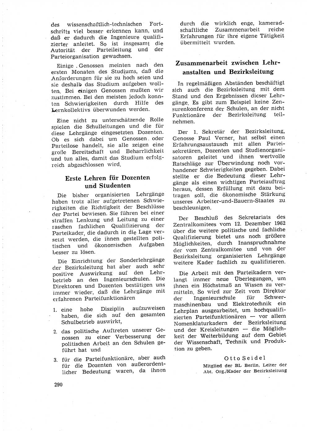 Neuer Weg (NW), Organ des Zentralkomitees (ZK) der SED (Sozialistische Einheitspartei Deutschlands) für Fragen des Parteilebens, 18. Jahrgang [Deutsche Demokratische Republik (DDR)] 1963, Seite 290 (NW ZK SED DDR 1963, S. 290)