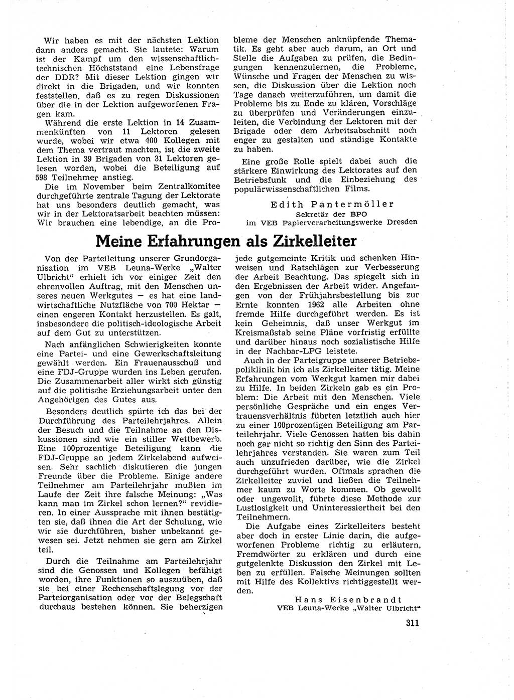 Neuer Weg (NW), Organ des Zentralkomitees (ZK) der SED (Sozialistische Einheitspartei Deutschlands) für Fragen des Parteilebens, 18. Jahrgang [Deutsche Demokratische Republik (DDR)] 1963, Seite 311 (NW ZK SED DDR 1963, S. 311)