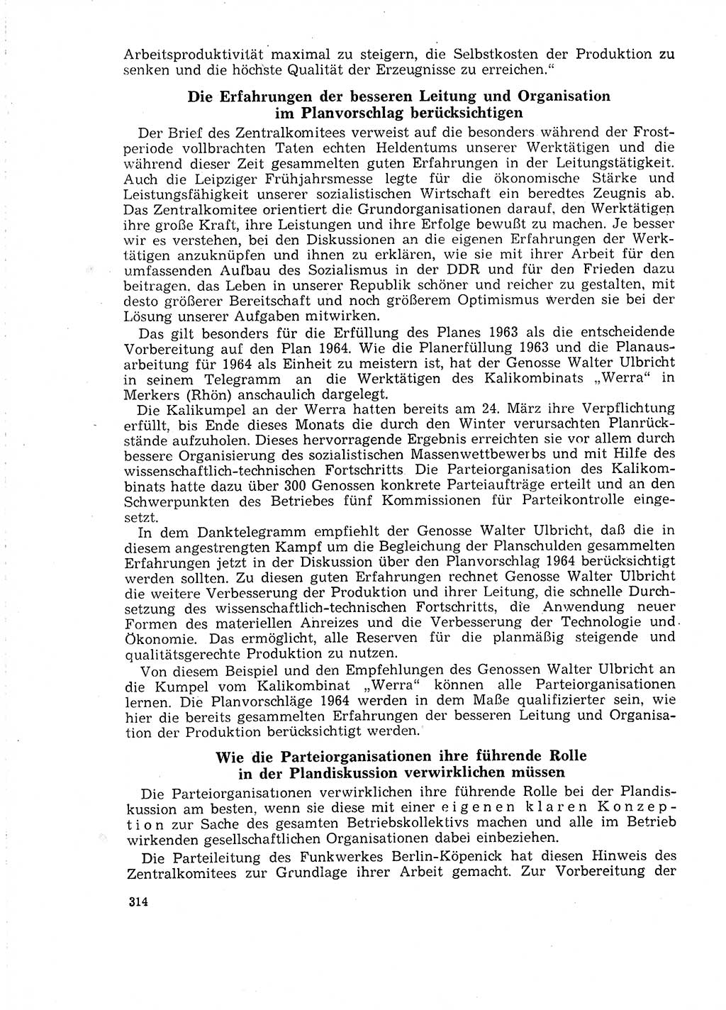 Neuer Weg (NW), Organ des Zentralkomitees (ZK) der SED (Sozialistische Einheitspartei Deutschlands) für Fragen des Parteilebens, 18. Jahrgang [Deutsche Demokratische Republik (DDR)] 1963, Seite 314 (NW ZK SED DDR 1963, S. 314)