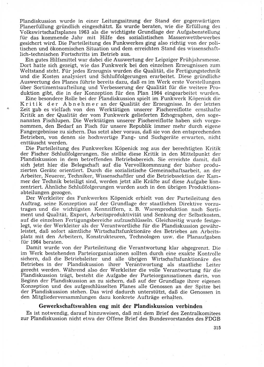 Neuer Weg (NW), Organ des Zentralkomitees (ZK) der SED (Sozialistische Einheitspartei Deutschlands) für Fragen des Parteilebens, 18. Jahrgang [Deutsche Demokratische Republik (DDR)] 1963, Seite 315 (NW ZK SED DDR 1963, S. 315)