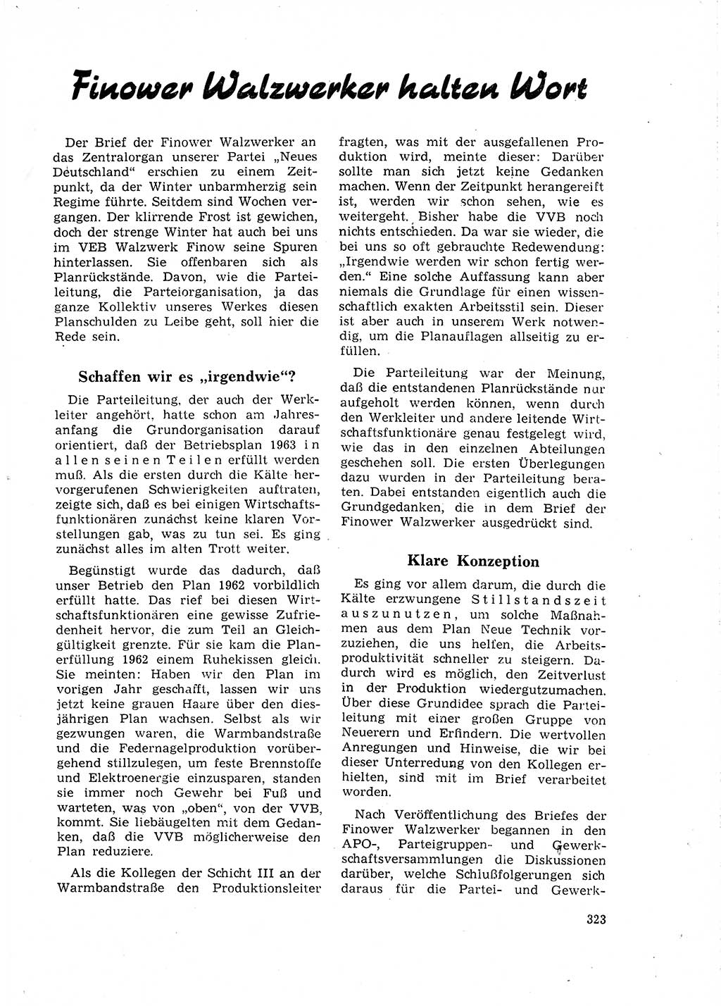 Neuer Weg (NW), Organ des Zentralkomitees (ZK) der SED (Sozialistische Einheitspartei Deutschlands) für Fragen des Parteilebens, 18. Jahrgang [Deutsche Demokratische Republik (DDR)] 1963, Seite 323 (NW ZK SED DDR 1963, S. 323)