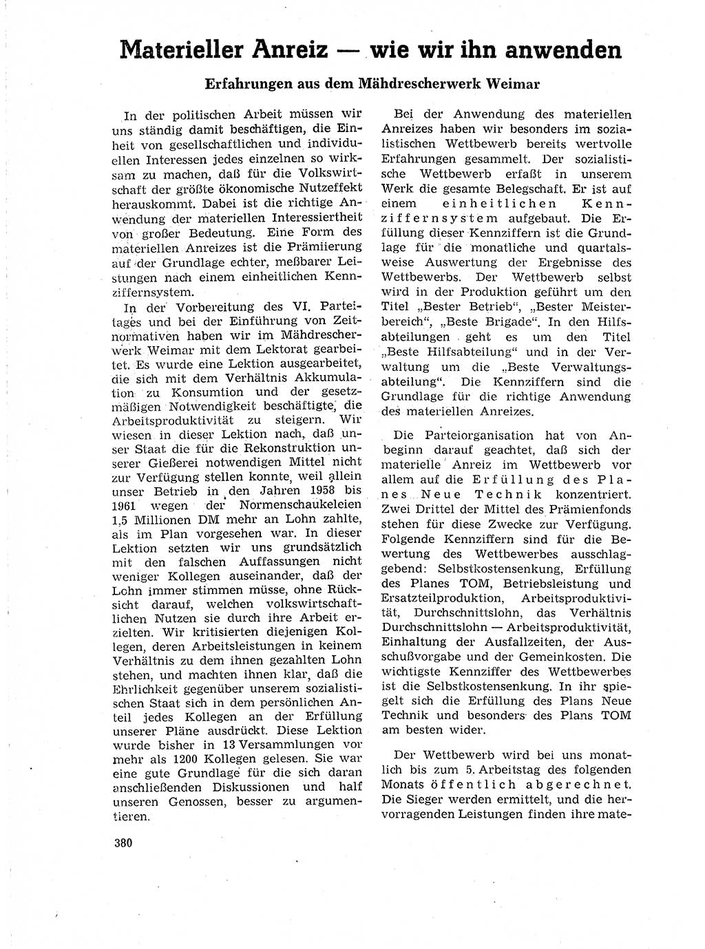 Neuer Weg (NW), Organ des Zentralkomitees (ZK) der SED (Sozialistische Einheitspartei Deutschlands) für Fragen des Parteilebens, 18. Jahrgang [Deutsche Demokratische Republik (DDR)] 1963, Seite 380 (NW ZK SED DDR 1963, S. 380)