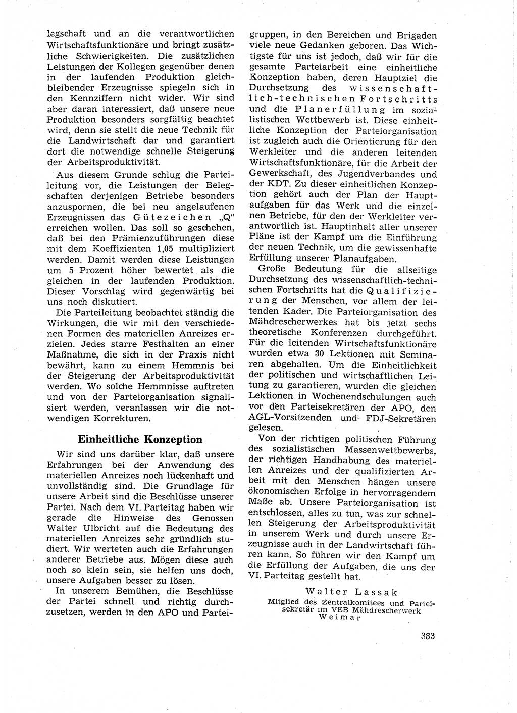 Neuer Weg (NW), Organ des Zentralkomitees (ZK) der SED (Sozialistische Einheitspartei Deutschlands) für Fragen des Parteilebens, 18. Jahrgang [Deutsche Demokratische Republik (DDR)] 1963, Seite 383 (NW ZK SED DDR 1963, S. 383)