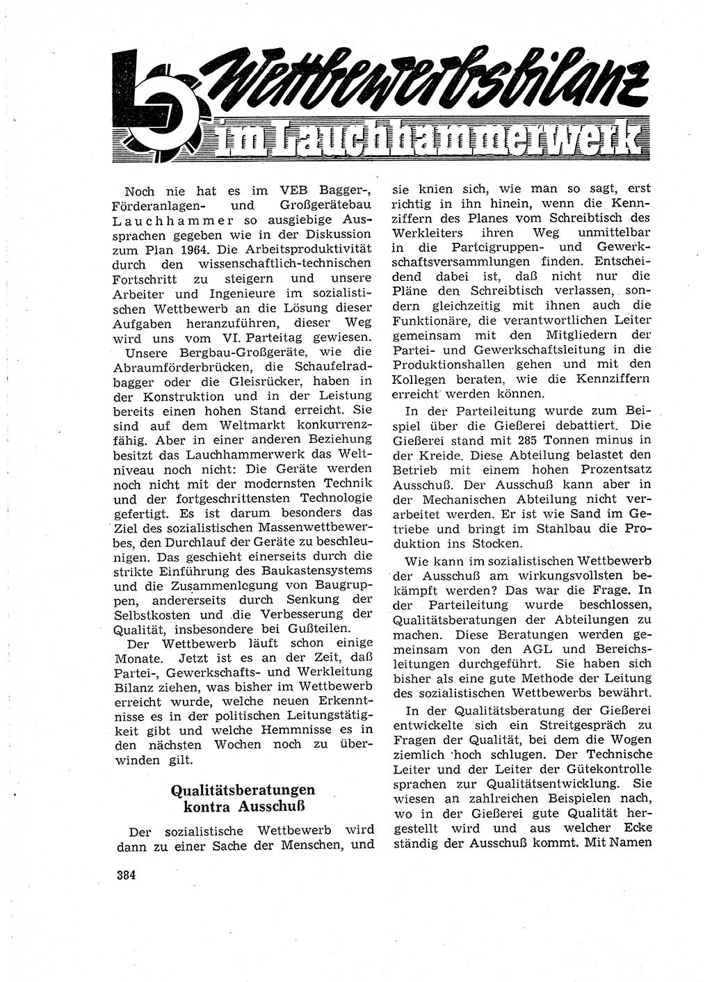 Neuer Weg (NW), Organ des Zentralkomitees (ZK) der SED (Sozialistische Einheitspartei Deutschlands) für Fragen des Parteilebens, 18. Jahrgang [Deutsche Demokratische Republik (DDR)] 1963, Seite 384 (NW ZK SED DDR 1963, S. 384)