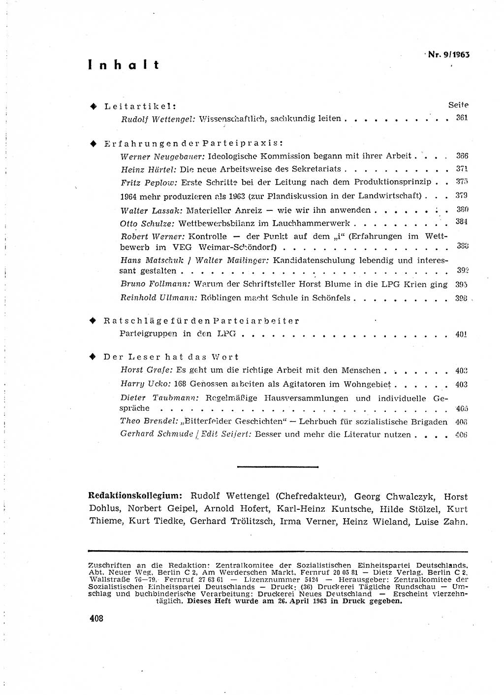 Neuer Weg (NW), Organ des Zentralkomitees (ZK) der SED (Sozialistische Einheitspartei Deutschlands) für Fragen des Parteilebens, 18. Jahrgang [Deutsche Demokratische Republik (DDR)] 1963, Seite 408 (NW ZK SED DDR 1963, S. 408)