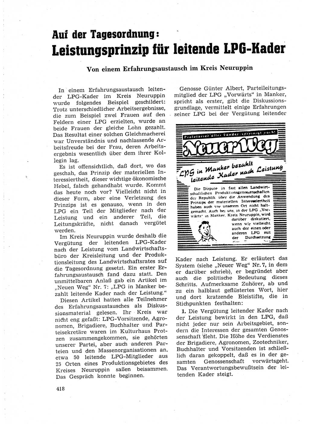 Neuer Weg (NW), Organ des Zentralkomitees (ZK) der SED (Sozialistische Einheitspartei Deutschlands) für Fragen des Parteilebens, 18. Jahrgang [Deutsche Demokratische Republik (DDR)] 1963, Seite 418 (NW ZK SED DDR 1963, S. 418)