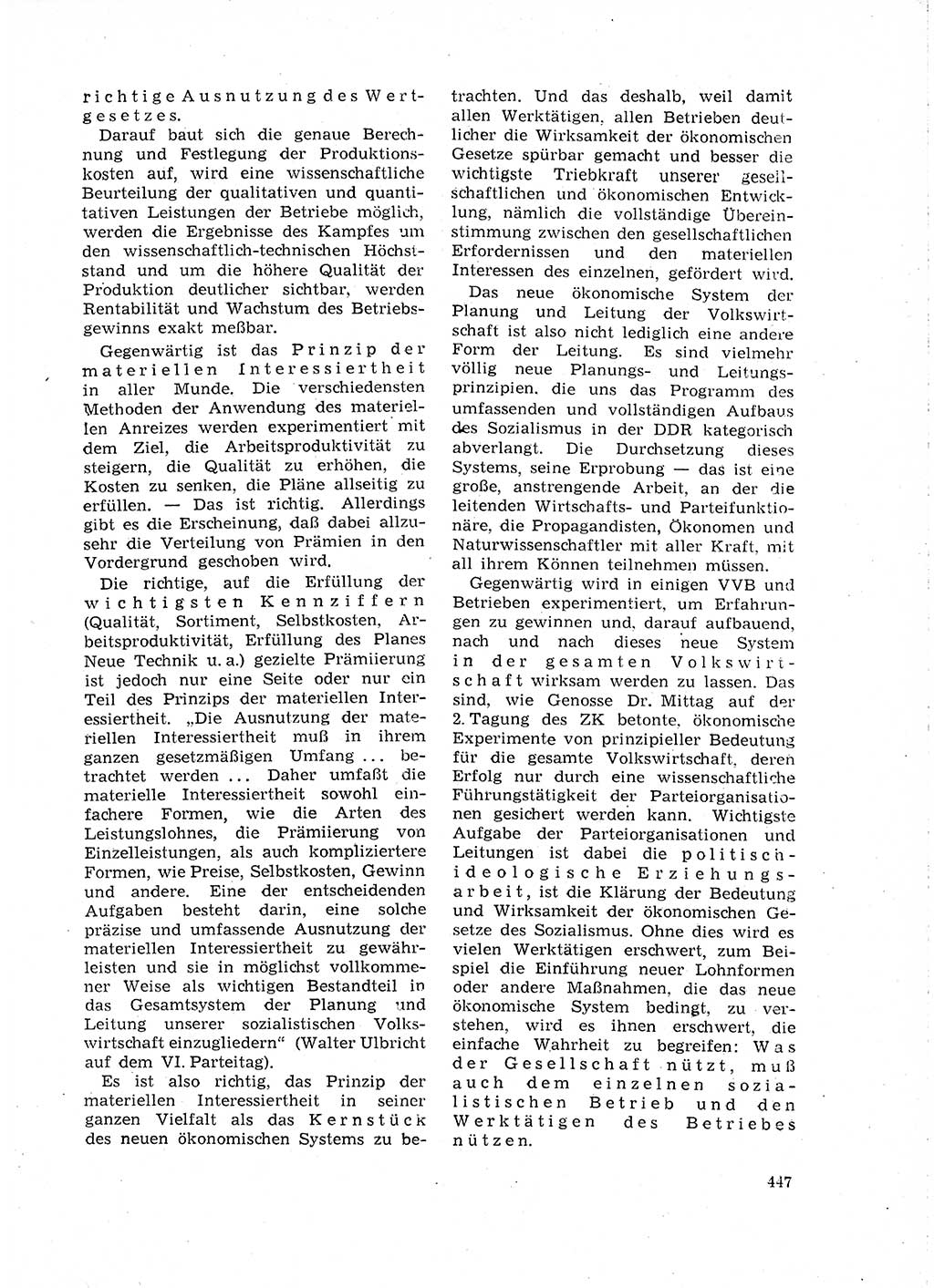 Neuer Weg (NW), Organ des Zentralkomitees (ZK) der SED (Sozialistische Einheitspartei Deutschlands) für Fragen des Parteilebens, 18. Jahrgang [Deutsche Demokratische Republik (DDR)] 1963, Seite 447 (NW ZK SED DDR 1963, S. 447)