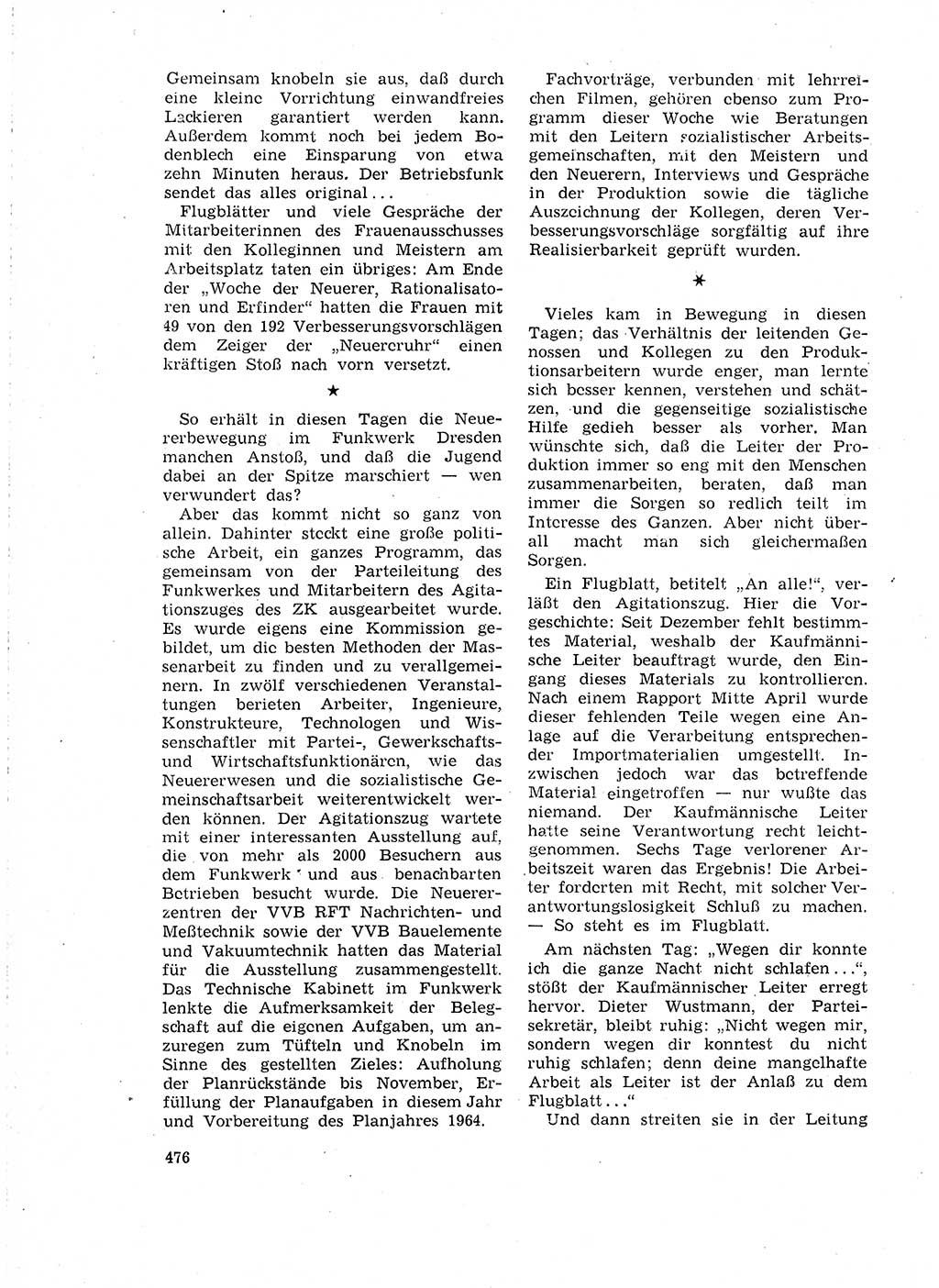 Neuer Weg (NW), Organ des Zentralkomitees (ZK) der SED (Sozialistische Einheitspartei Deutschlands) für Fragen des Parteilebens, 18. Jahrgang [Deutsche Demokratische Republik (DDR)] 1963, Seite 476 (NW ZK SED DDR 1963, S. 476)