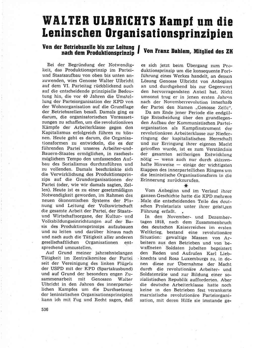 Neuer Weg (NW), Organ des Zentralkomitees (ZK) der SED (Sozialistische Einheitspartei Deutschlands) für Fragen des Parteilebens, 18. Jahrgang [Deutsche Demokratische Republik (DDR)] 1963, Seite 536 (NW ZK SED DDR 1963, S. 536)