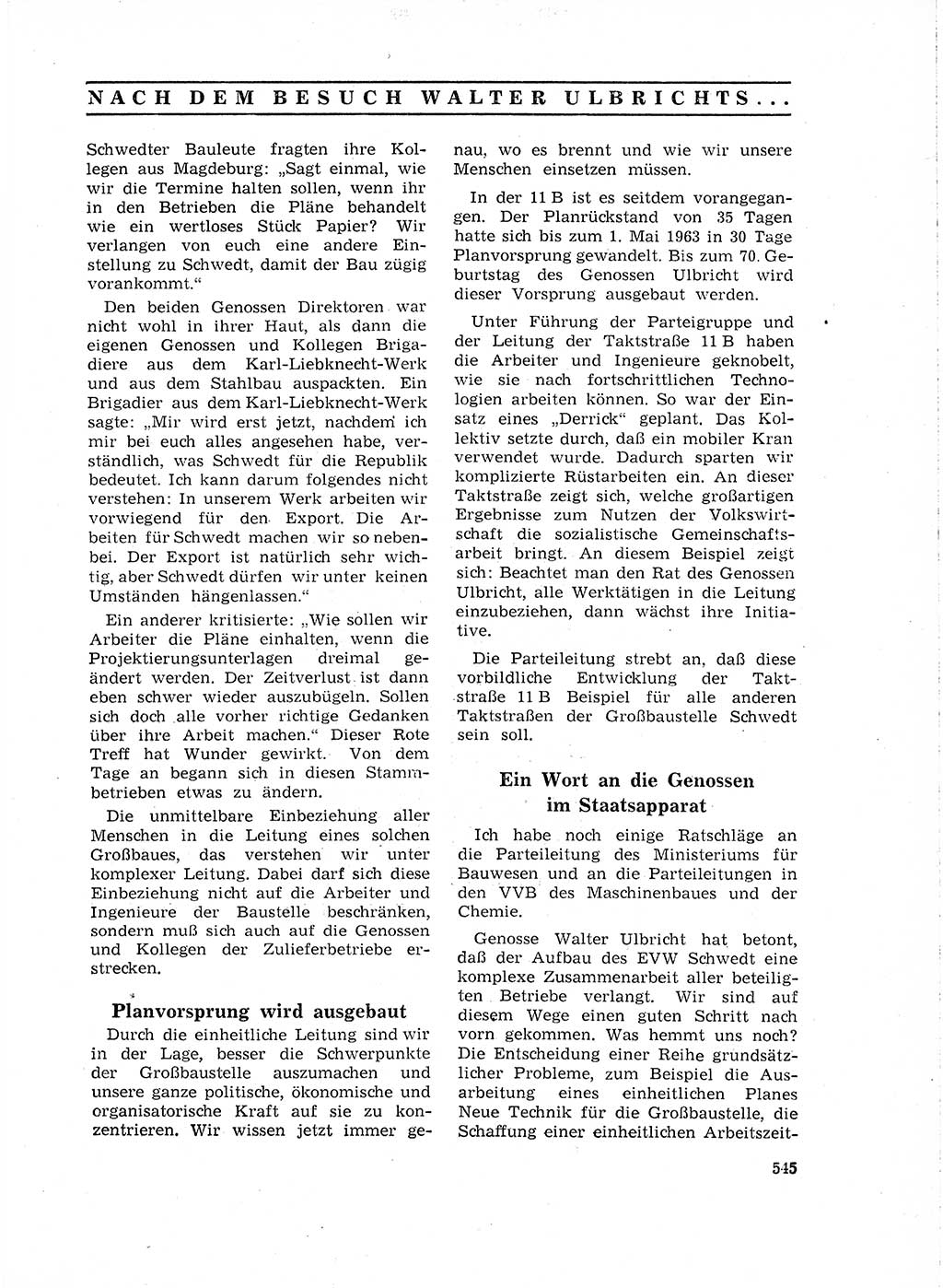 Neuer Weg (NW), Organ des Zentralkomitees (ZK) der SED (Sozialistische Einheitspartei Deutschlands) für Fragen des Parteilebens, 18. Jahrgang [Deutsche Demokratische Republik (DDR)] 1963, Seite 545 (NW ZK SED DDR 1963, S. 545)