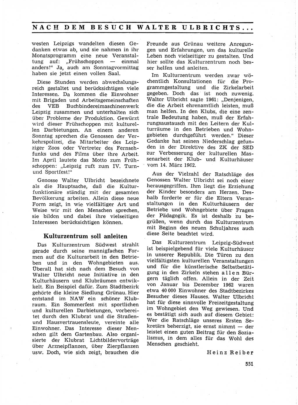 Neuer Weg (NW), Organ des Zentralkomitees (ZK) der SED (Sozialistische Einheitspartei Deutschlands) für Fragen des Parteilebens, 18. Jahrgang [Deutsche Demokratische Republik (DDR)] 1963, Seite 551 (NW ZK SED DDR 1963, S. 551)