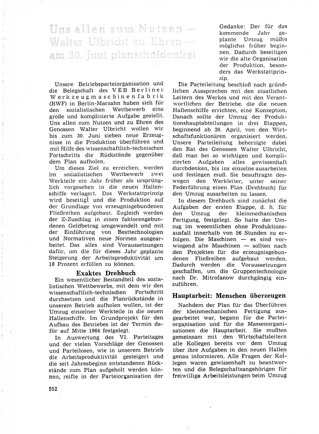 Neuer Weg (NW), Organ des Zentralkomitees (ZK) der SED (Sozialistische Einheitspartei Deutschlands) für Fragen des Parteilebens, 18. Jahrgang [Deutsche Demokratische Republik (DDR)] 1963, Seite 552 (NW ZK SED DDR 1963, S. 552)