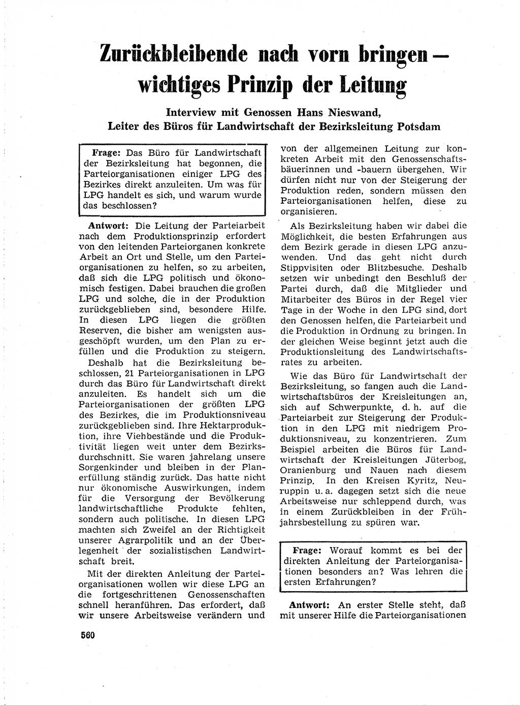 Neuer Weg (NW), Organ des Zentralkomitees (ZK) der SED (Sozialistische Einheitspartei Deutschlands) für Fragen des Parteilebens, 18. Jahrgang [Deutsche Demokratische Republik (DDR)] 1963, Seite 560 (NW ZK SED DDR 1963, S. 560)