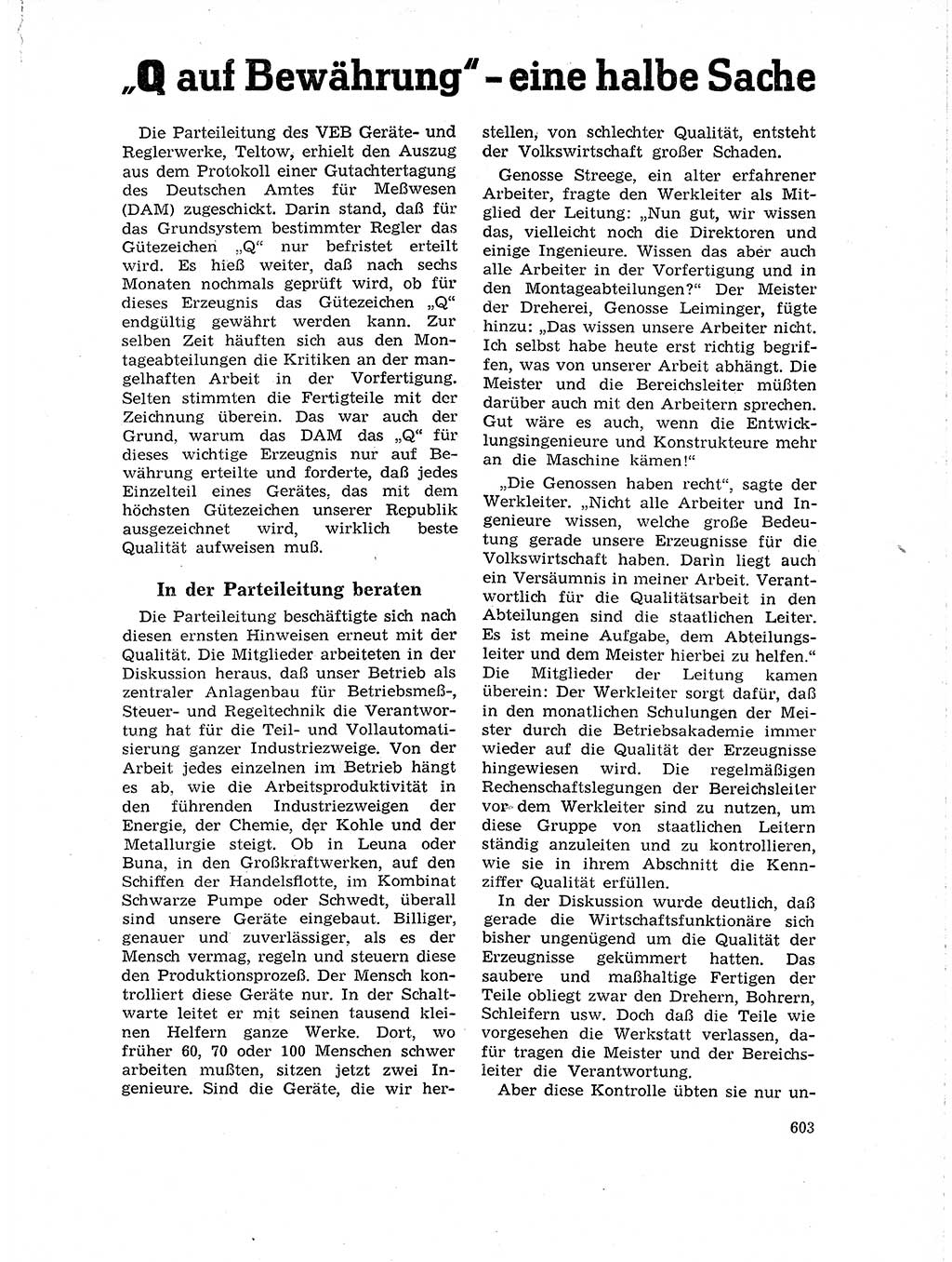 Neuer Weg (NW), Organ des Zentralkomitees (ZK) der SED (Sozialistische Einheitspartei Deutschlands) für Fragen des Parteilebens, 18. Jahrgang [Deutsche Demokratische Republik (DDR)] 1963, Seite 603 (NW ZK SED DDR 1963, S. 603)