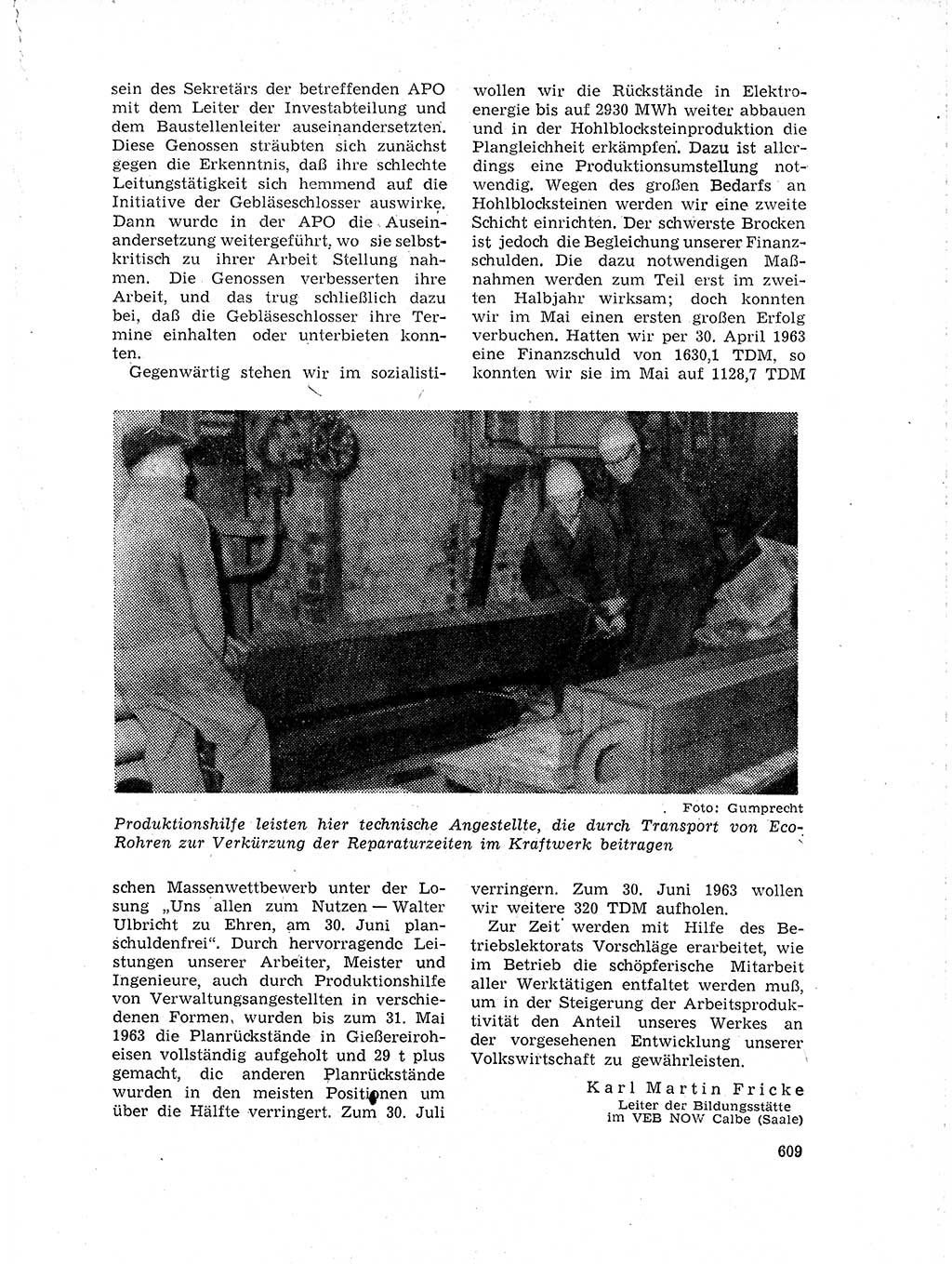 Neuer Weg (NW), Organ des Zentralkomitees (ZK) der SED (Sozialistische Einheitspartei Deutschlands) für Fragen des Parteilebens, 18. Jahrgang [Deutsche Demokratische Republik (DDR)] 1963, Seite 609 (NW ZK SED DDR 1963, S. 609)