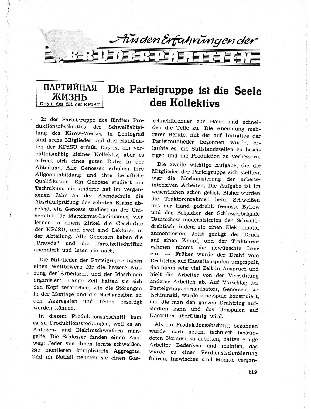 Neuer Weg (NW), Organ des Zentralkomitees (ZK) der SED (Sozialistische Einheitspartei Deutschlands) für Fragen des Parteilebens, 18. Jahrgang [Deutsche Demokratische Republik (DDR)] 1963, Seite 619 (NW ZK SED DDR 1963, S. 619)