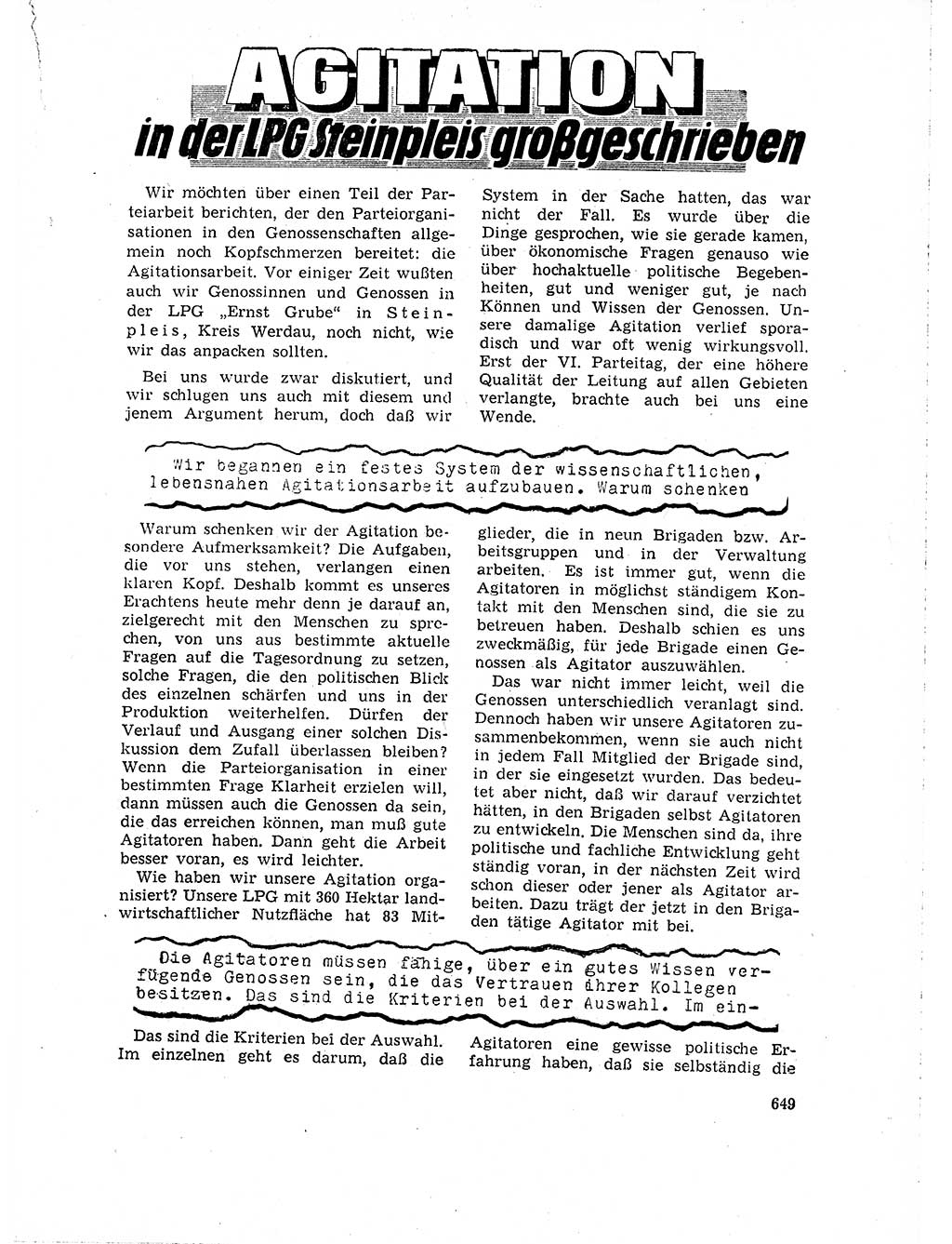 Neuer Weg (NW), Organ des Zentralkomitees (ZK) der SED (Sozialistische Einheitspartei Deutschlands) für Fragen des Parteilebens, 18. Jahrgang [Deutsche Demokratische Republik (DDR)] 1963, Seite 649 (NW ZK SED DDR 1963, S. 649)