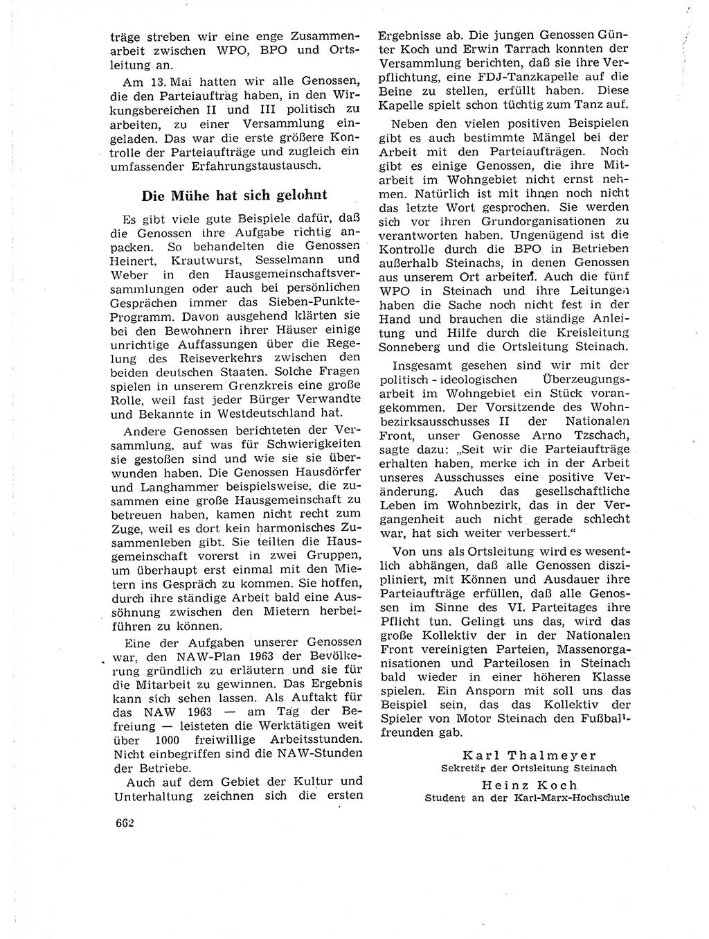 Neuer Weg (NW), Organ des Zentralkomitees (ZK) der SED (Sozialistische Einheitspartei Deutschlands) fÃ¼r Fragen des Parteilebens, 18. Jahrgang [Deutsche Demokratische Republik (DDR)] 1963, Seite 662 (NW ZK SED DDR 1963, S. 662)