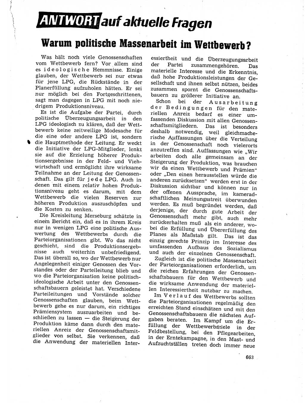 Neuer Weg (NW), Organ des Zentralkomitees (ZK) der SED (Sozialistische Einheitspartei Deutschlands) für Fragen des Parteilebens, 18. Jahrgang [Deutsche Demokratische Republik (DDR)] 1963, Seite 663 (NW ZK SED DDR 1963, S. 663)