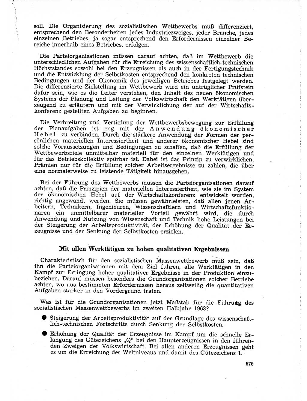 Neuer Weg (NW), Organ des Zentralkomitees (ZK) der SED (Sozialistische Einheitspartei Deutschlands) für Fragen des Parteilebens, 18. Jahrgang [Deutsche Demokratische Republik (DDR)] 1963, Seite 675 (NW ZK SED DDR 1963, S. 675)
