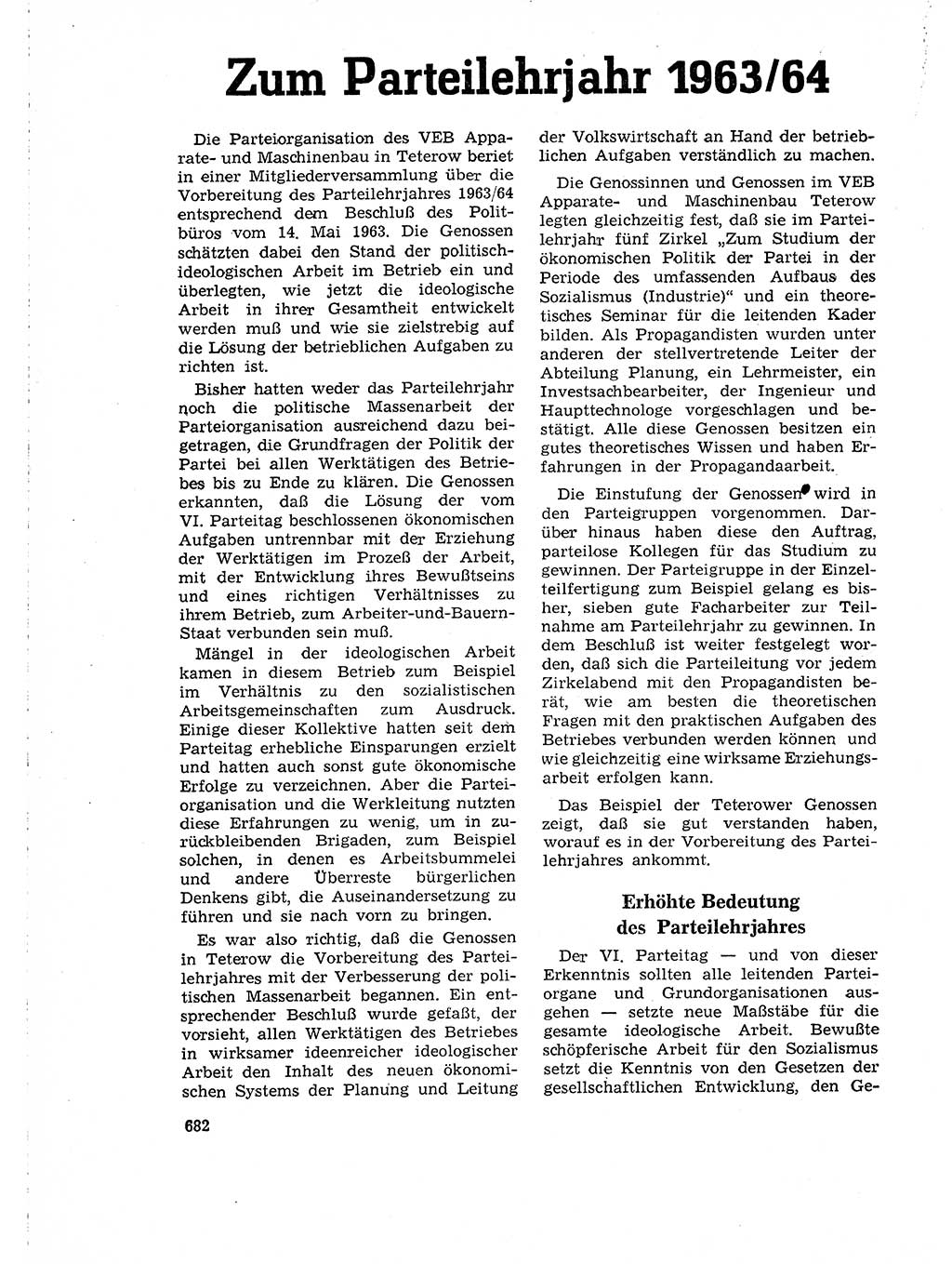 Neuer Weg (NW), Organ des Zentralkomitees (ZK) der SED (Sozialistische Einheitspartei Deutschlands) für Fragen des Parteilebens, 18. Jahrgang [Deutsche Demokratische Republik (DDR)] 1963, Seite 682 (NW ZK SED DDR 1963, S. 682)