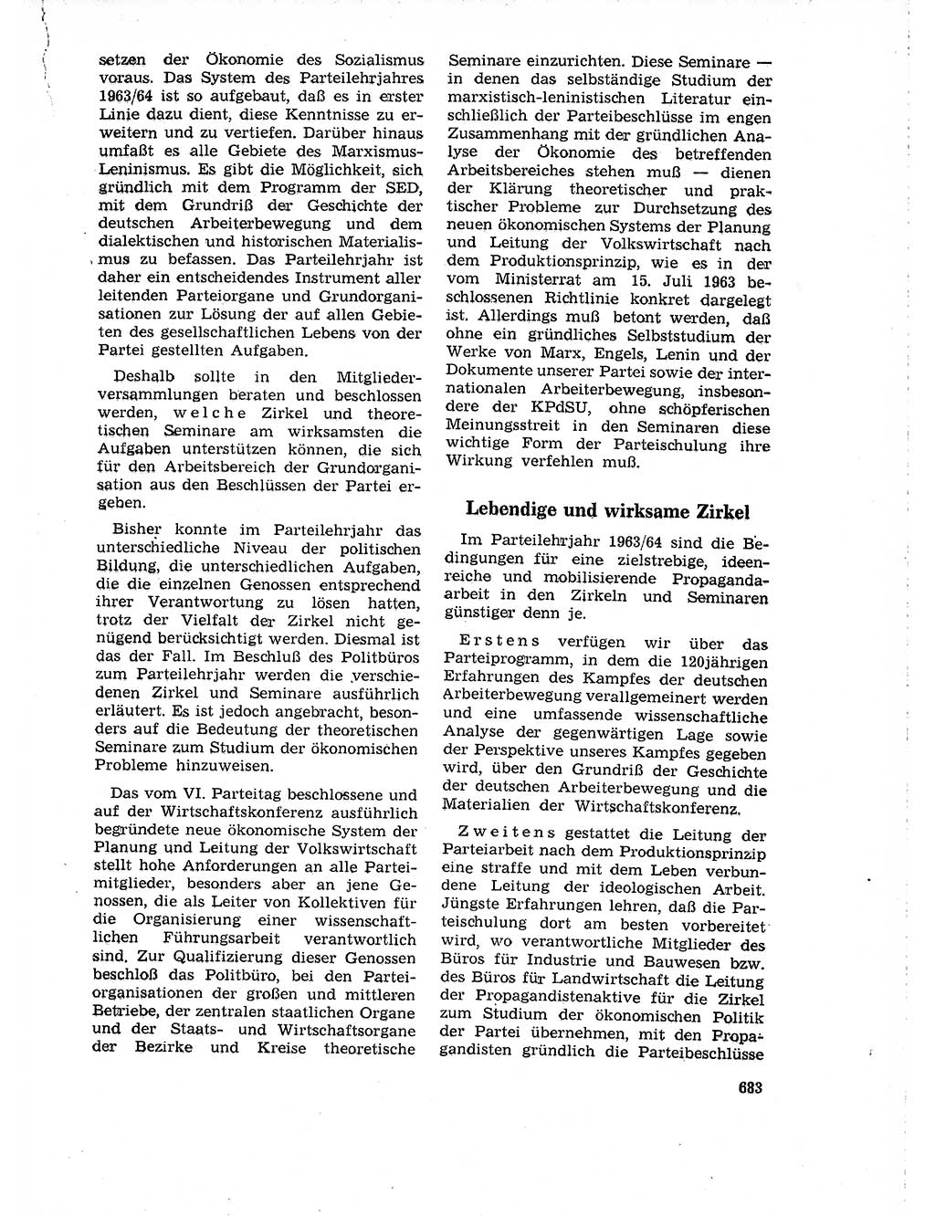 Neuer Weg (NW), Organ des Zentralkomitees (ZK) der SED (Sozialistische Einheitspartei Deutschlands) für Fragen des Parteilebens, 18. Jahrgang [Deutsche Demokratische Republik (DDR)] 1963, Seite 683 (NW ZK SED DDR 1963, S. 683)