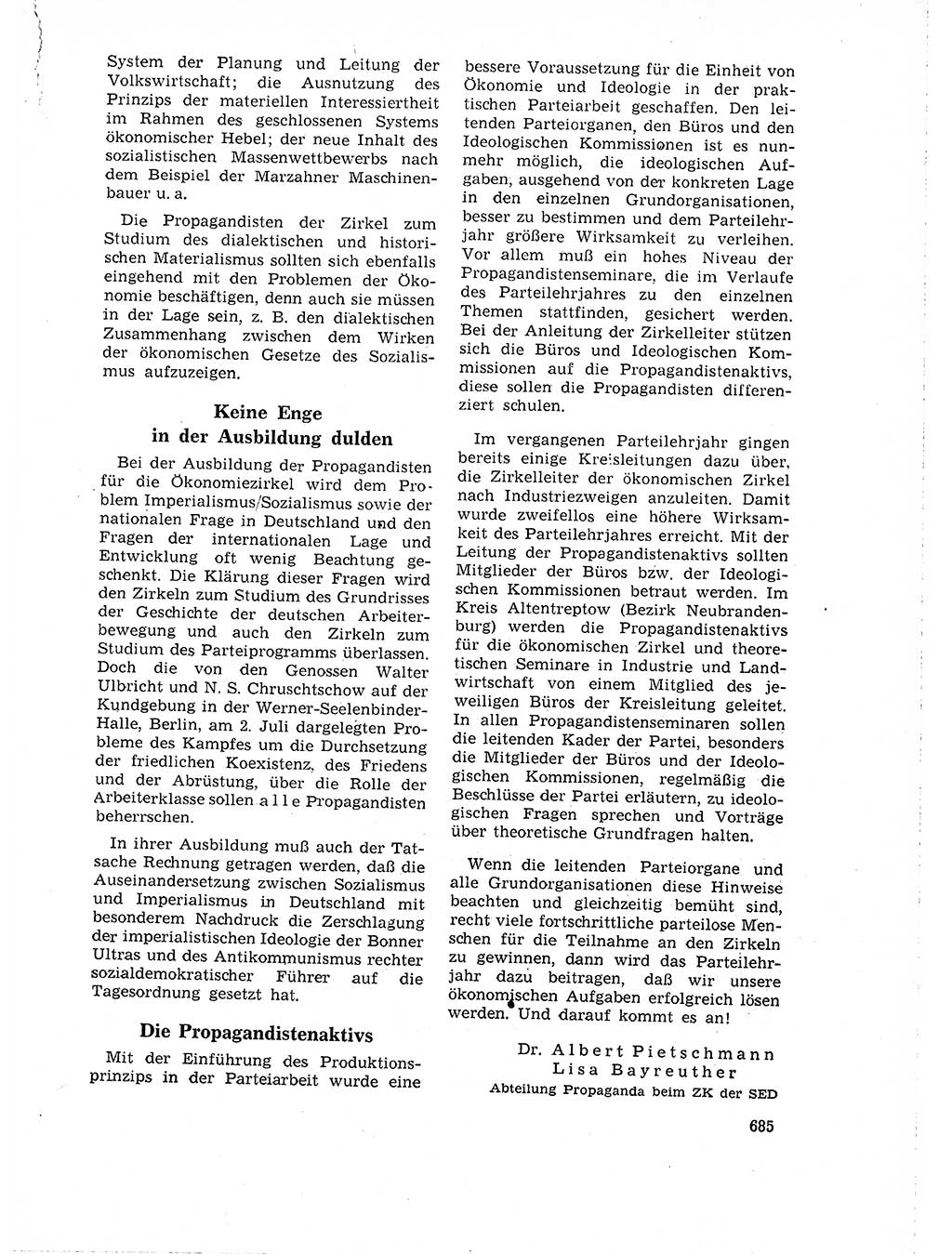 Neuer Weg (NW), Organ des Zentralkomitees (ZK) der SED (Sozialistische Einheitspartei Deutschlands) für Fragen des Parteilebens, 18. Jahrgang [Deutsche Demokratische Republik (DDR)] 1963, Seite 685 (NW ZK SED DDR 1963, S. 685)