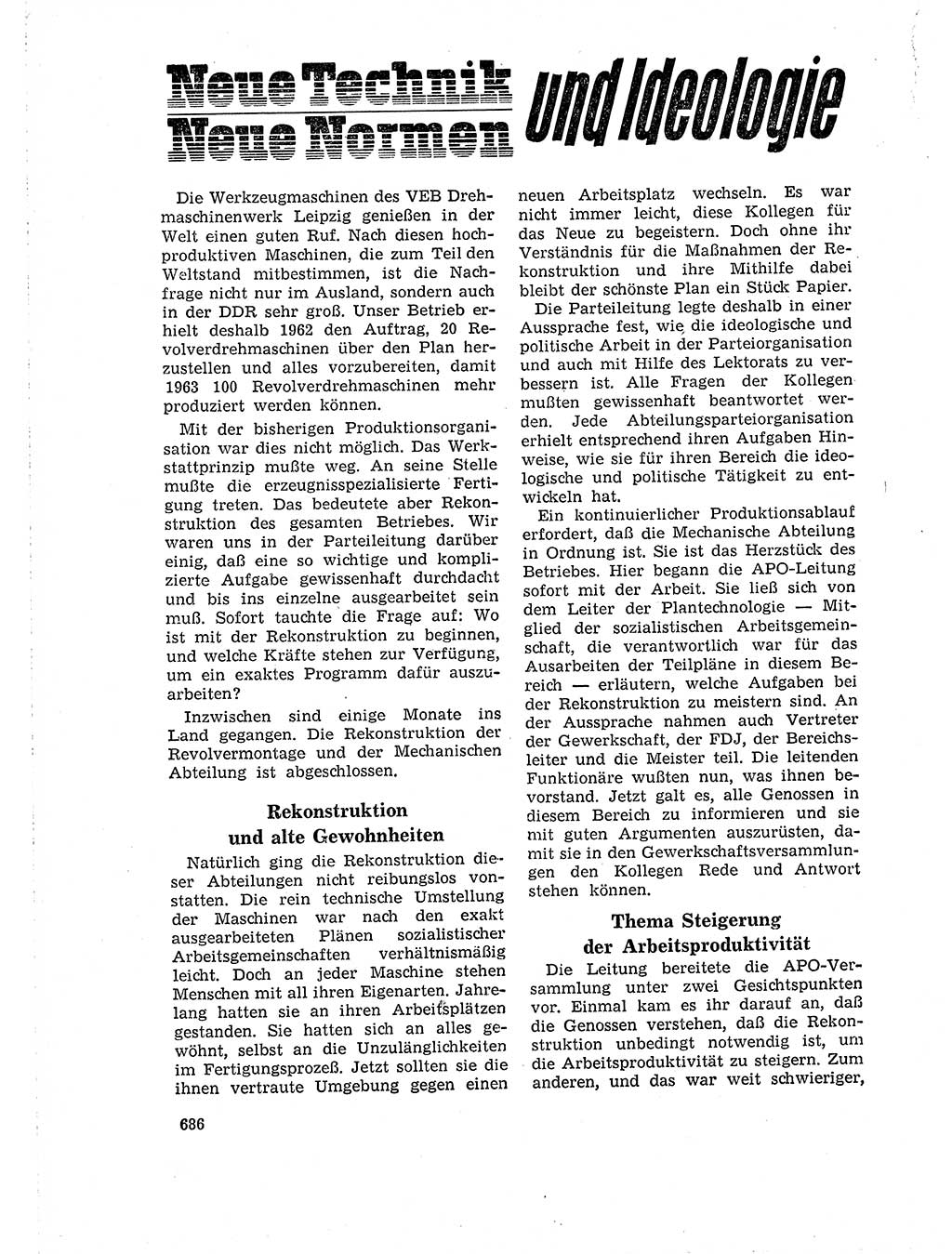 Neuer Weg (NW), Organ des Zentralkomitees (ZK) der SED (Sozialistische Einheitspartei Deutschlands) für Fragen des Parteilebens, 18. Jahrgang [Deutsche Demokratische Republik (DDR)] 1963, Seite 686 (NW ZK SED DDR 1963, S. 686)