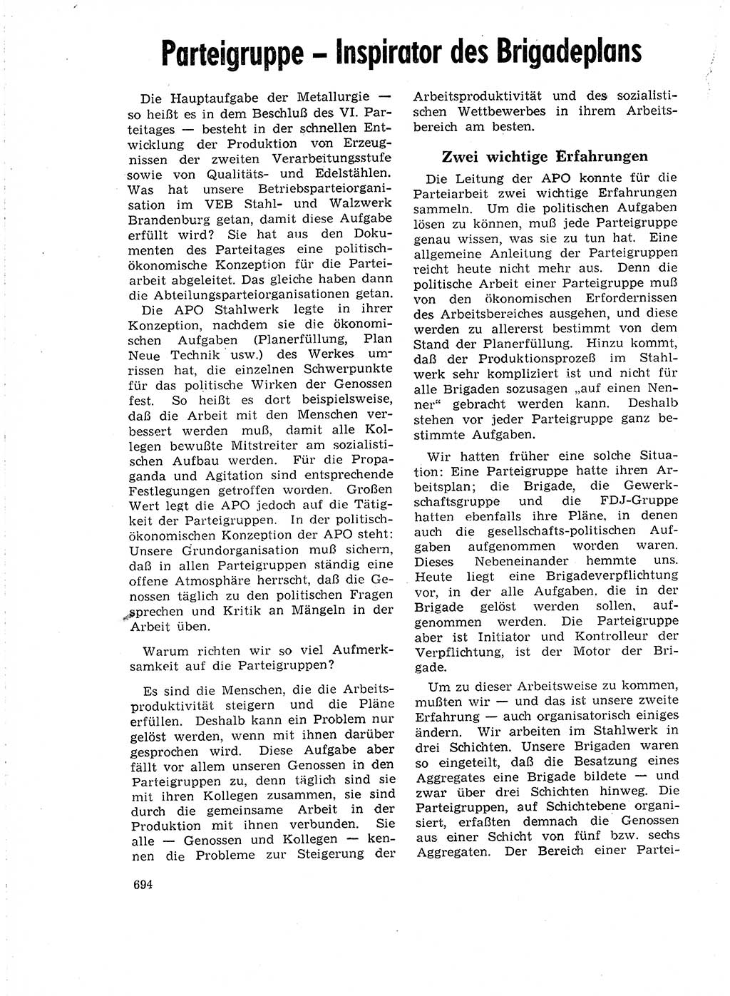 Neuer Weg (NW), Organ des Zentralkomitees (ZK) der SED (Sozialistische Einheitspartei Deutschlands) für Fragen des Parteilebens, 18. Jahrgang [Deutsche Demokratische Republik (DDR)] 1963, Seite 694 (NW ZK SED DDR 1963, S. 694)