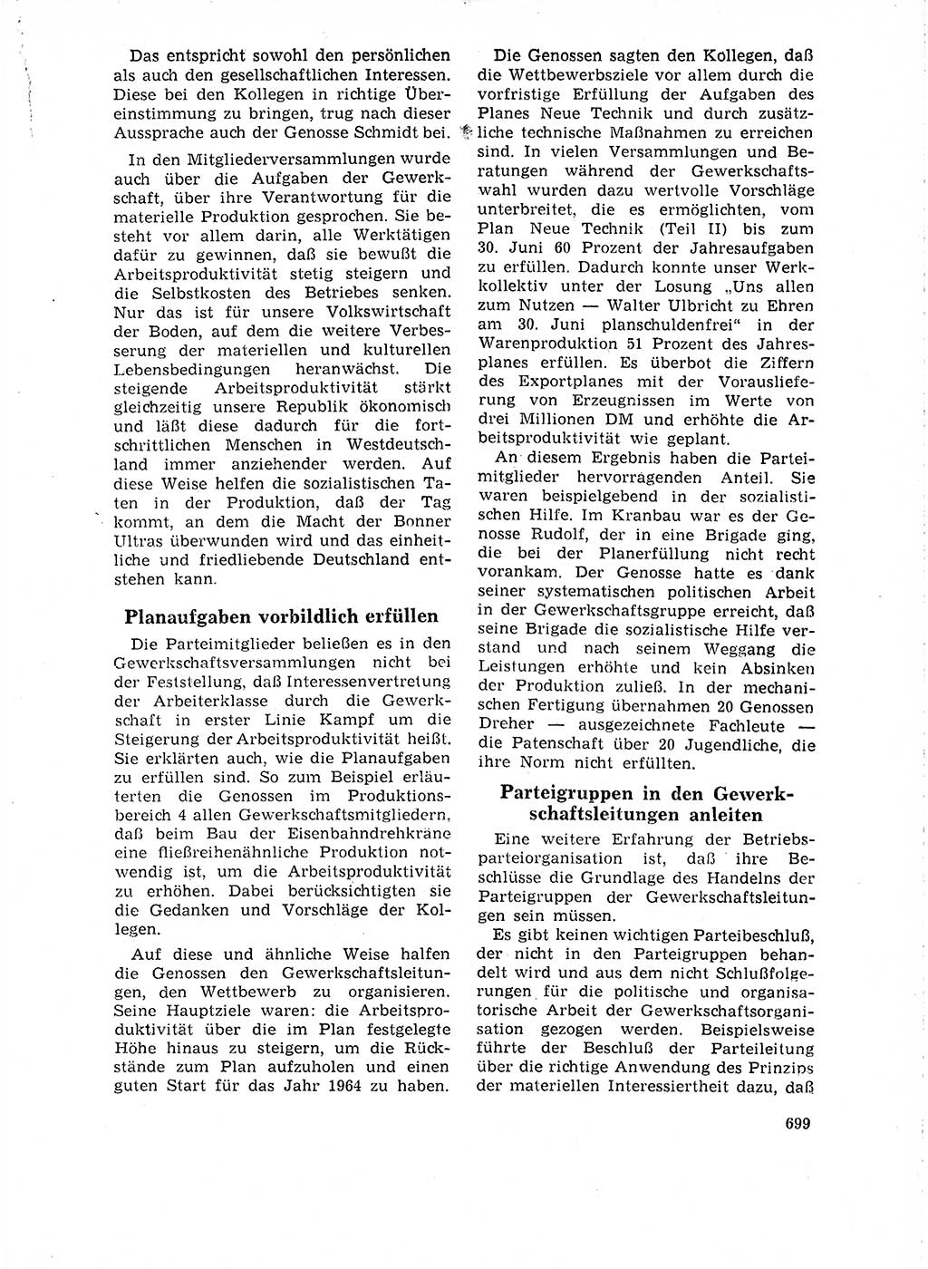 Neuer Weg (NW), Organ des Zentralkomitees (ZK) der SED (Sozialistische Einheitspartei Deutschlands) für Fragen des Parteilebens, 18. Jahrgang [Deutsche Demokratische Republik (DDR)] 1963, Seite 699 (NW ZK SED DDR 1963, S. 699)