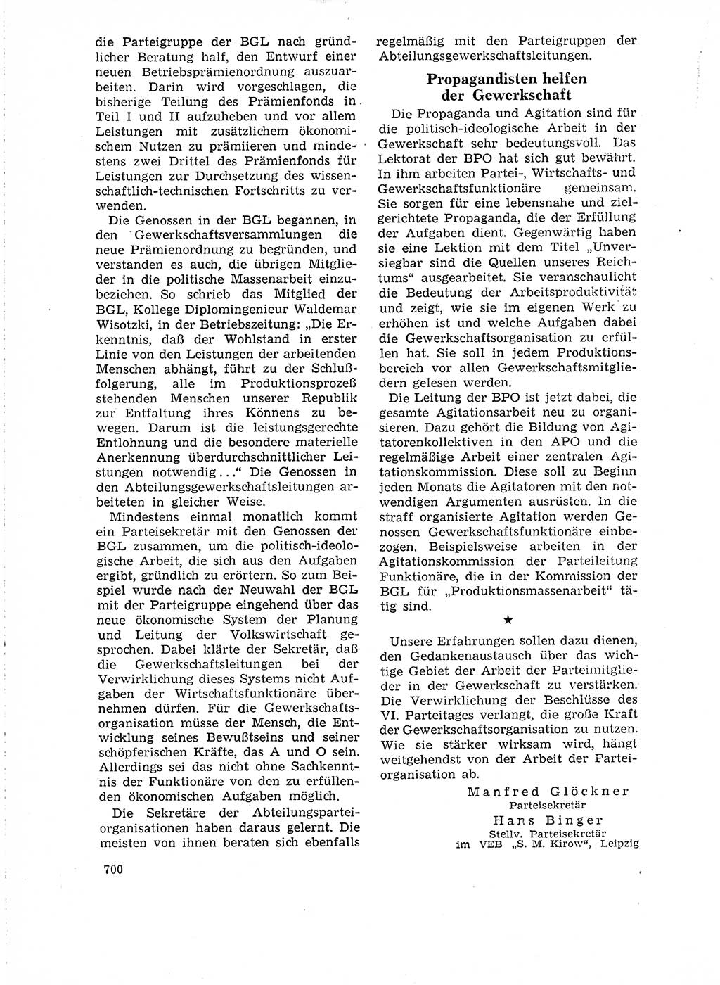 Neuer Weg (NW), Organ des Zentralkomitees (ZK) der SED (Sozialistische Einheitspartei Deutschlands) für Fragen des Parteilebens, 18. Jahrgang [Deutsche Demokratische Republik (DDR)] 1963, Seite 700 (NW ZK SED DDR 1963, S. 700)