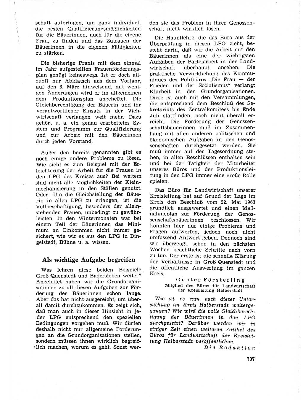 Neuer Weg (NW), Organ des Zentralkomitees (ZK) der SED (Sozialistische Einheitspartei Deutschlands) für Fragen des Parteilebens, 18. Jahrgang [Deutsche Demokratische Republik (DDR)] 1963, Seite 707 (NW ZK SED DDR 1963, S. 707)