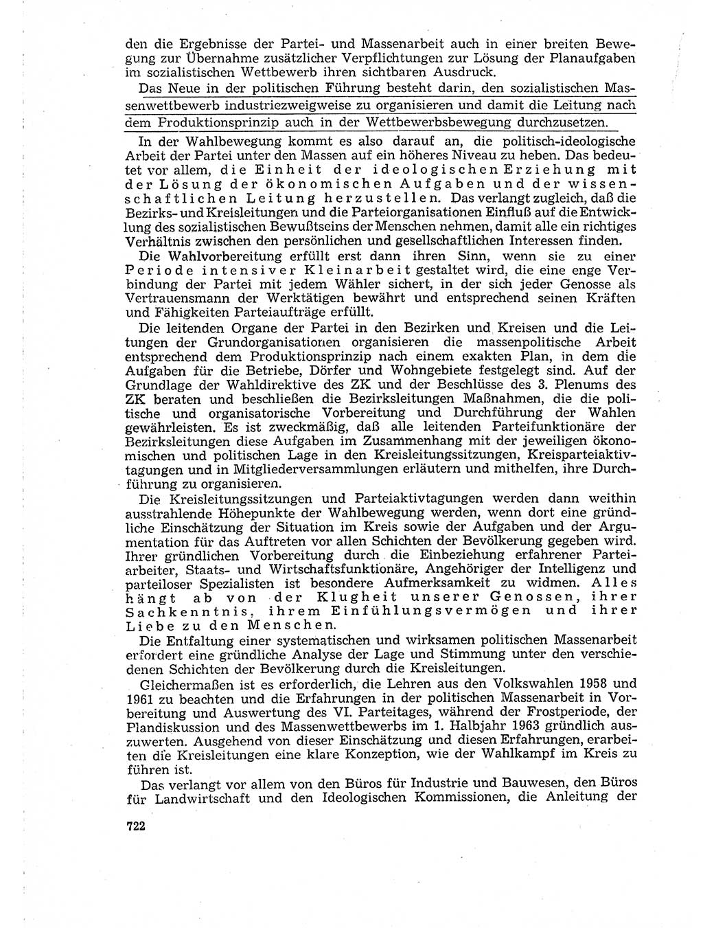 Neuer Weg (NW), Organ des Zentralkomitees (ZK) der SED (Sozialistische Einheitspartei Deutschlands) für Fragen des Parteilebens, 18. Jahrgang [Deutsche Demokratische Republik (DDR)] 1963, Seite 722 (NW ZK SED DDR 1963, S. 722)