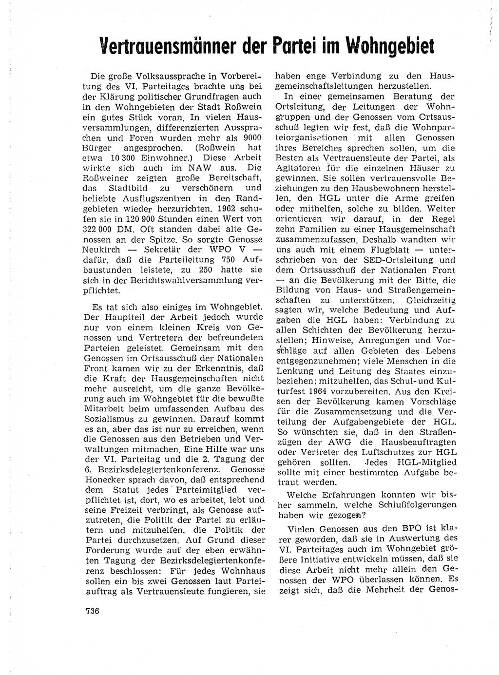 Neuer Weg (NW), Organ des Zentralkomitees (ZK) der SED (Sozialistische Einheitspartei Deutschlands) für Fragen des Parteilebens, 18. Jahrgang [Deutsche Demokratische Republik (DDR)] 1963, Seite 736 (NW ZK SED DDR 1963, S. 736)