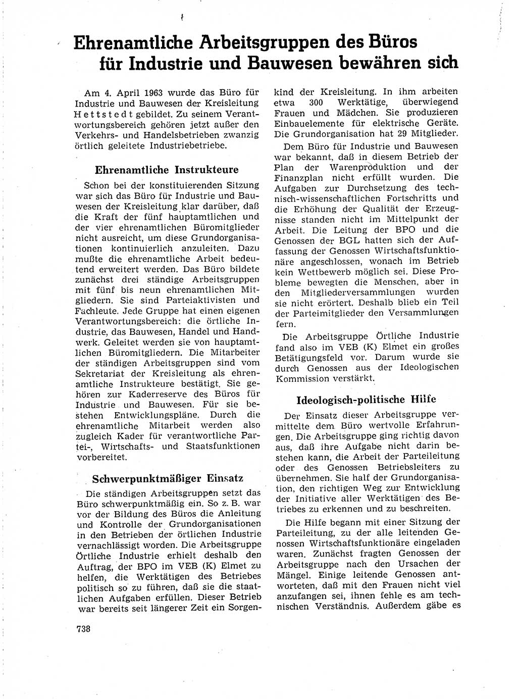 Neuer Weg (NW), Organ des Zentralkomitees (ZK) der SED (Sozialistische Einheitspartei Deutschlands) für Fragen des Parteilebens, 18. Jahrgang [Deutsche Demokratische Republik (DDR)] 1963, Seite 738 (NW ZK SED DDR 1963, S. 738)