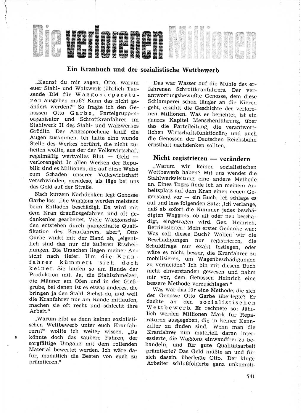 Neuer Weg (NW), Organ des Zentralkomitees (ZK) der SED (Sozialistische Einheitspartei Deutschlands) für Fragen des Parteilebens, 18. Jahrgang [Deutsche Demokratische Republik (DDR)] 1963, Seite 741 (NW ZK SED DDR 1963, S. 741)